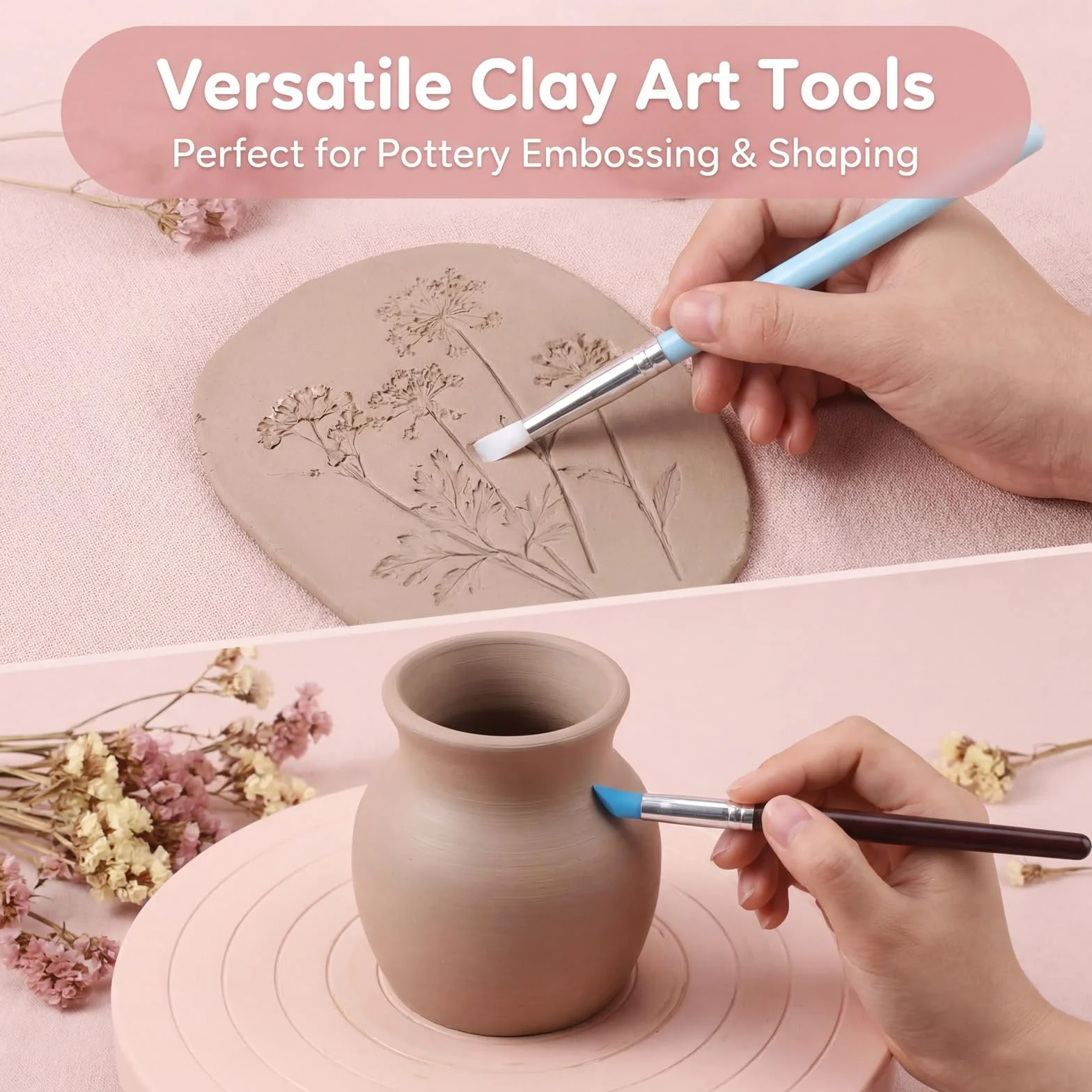 15 Stück Silikonpinsel Malen, Silikon Modellierpinsel Set Malen Nach Zahlen Töpferwerkzeug Dotting Tool Gummipinsel Gel Nägel Silikonstift für DIY Handarbeiten Formen Schnitzen Modellierung