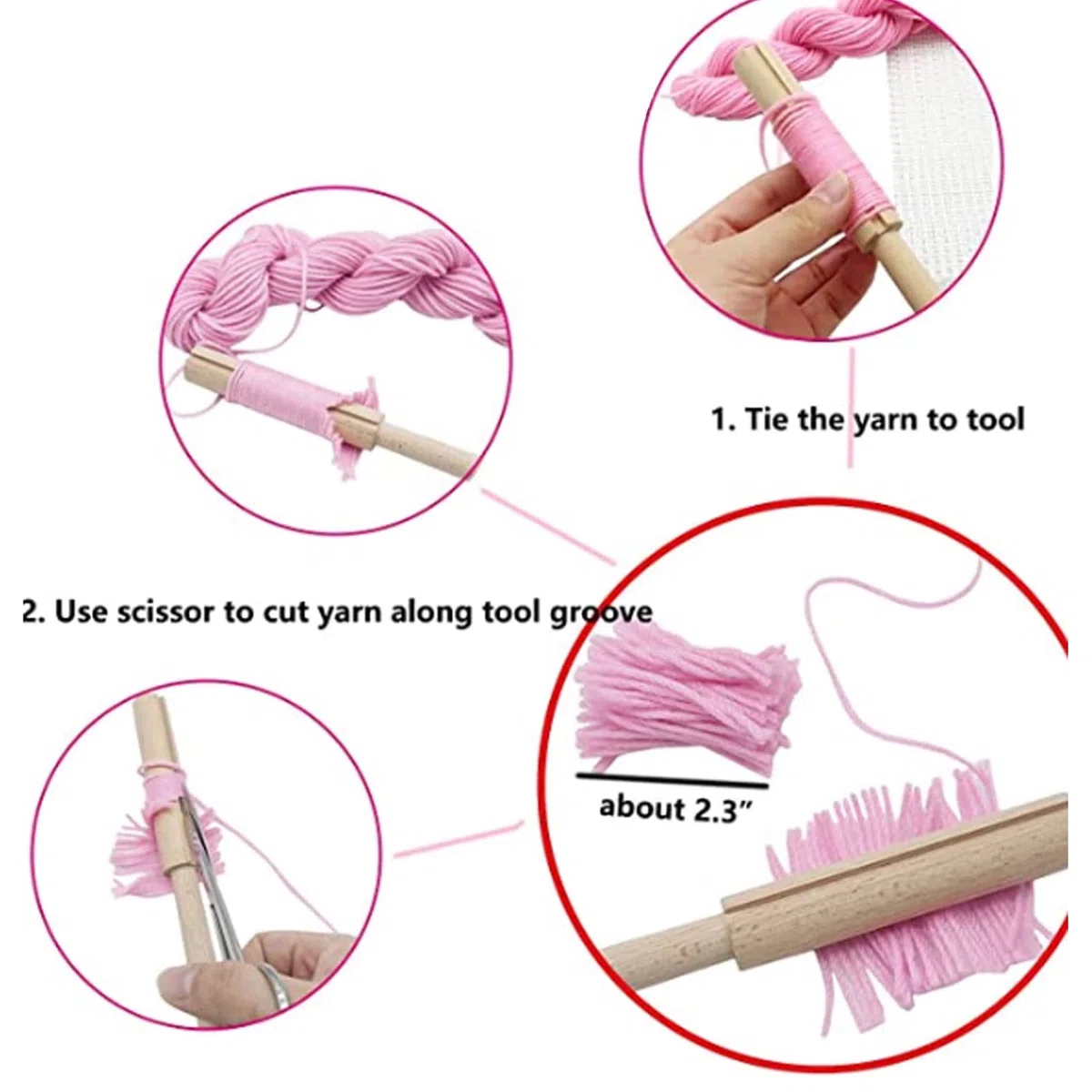 Strickwerkzeuge Zubehör mit Fadenschneider für -Handwerk, Gebogenes Holzhäkeln für -Handwerk, Stricken, Häkelnadel