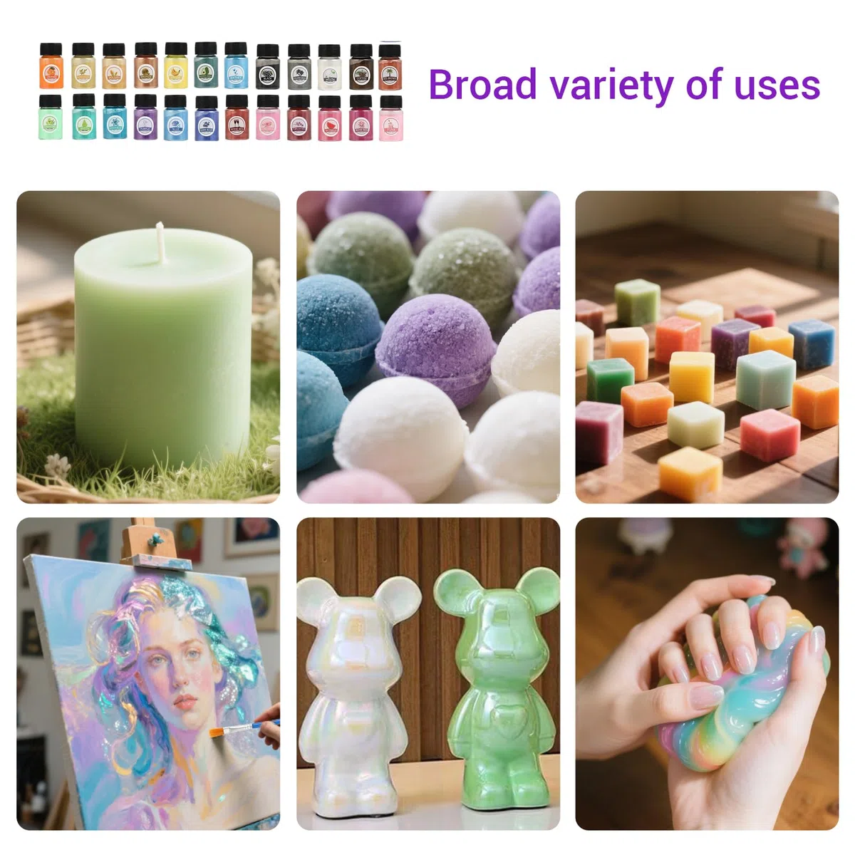 Epoxidharz Farbe Mica Pulver,24 Farben * 10g, Hochwertige Farbpigmente für Gießpulver – Ideal für kreative Projekte wie Seifenfarbe, Resin, Kerzen, Badebomben, Schmuck und Schleim.