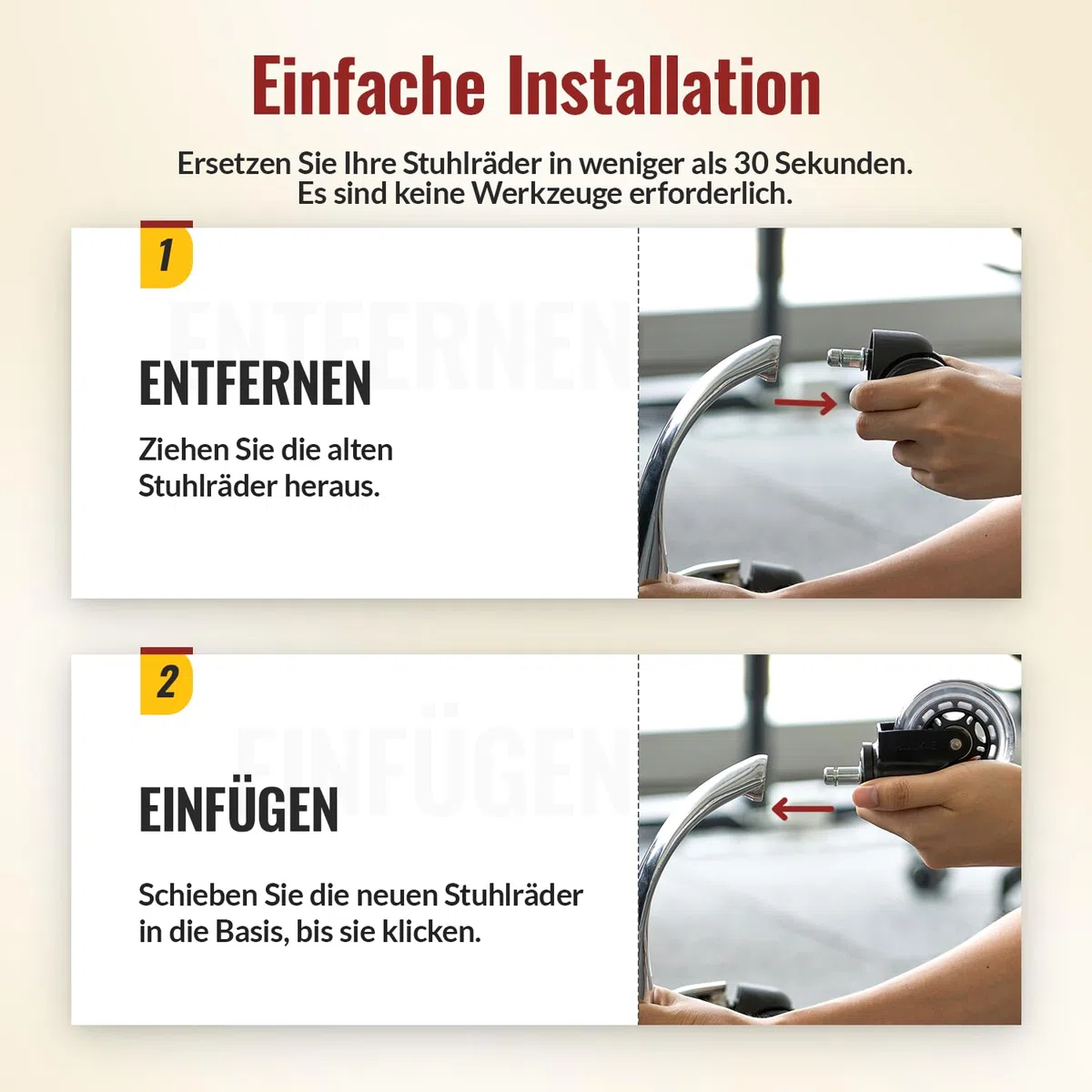 HOLKIE Bürostuhl Rollen für Bürostühle 5er-Set für Parkett Hartbodenrollen Boden 11x22 mm Transparent Schreibtischstuhl Gummirollen für Stühle als Computer-Gaming-Stuhl Bürostuhlrollen Sehr Leise