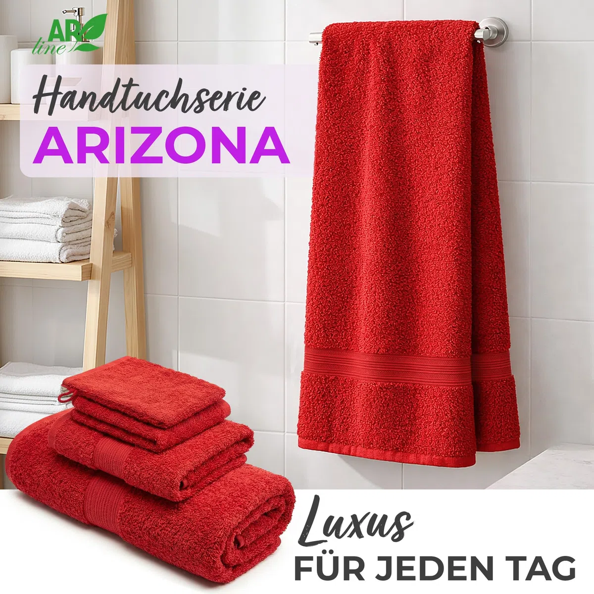 AR Line Arizona 10er Set Seiftücher 30x30 cm – 100% Baumwolle, 500 g/m², weich & saugstark, in Farbe: Rot