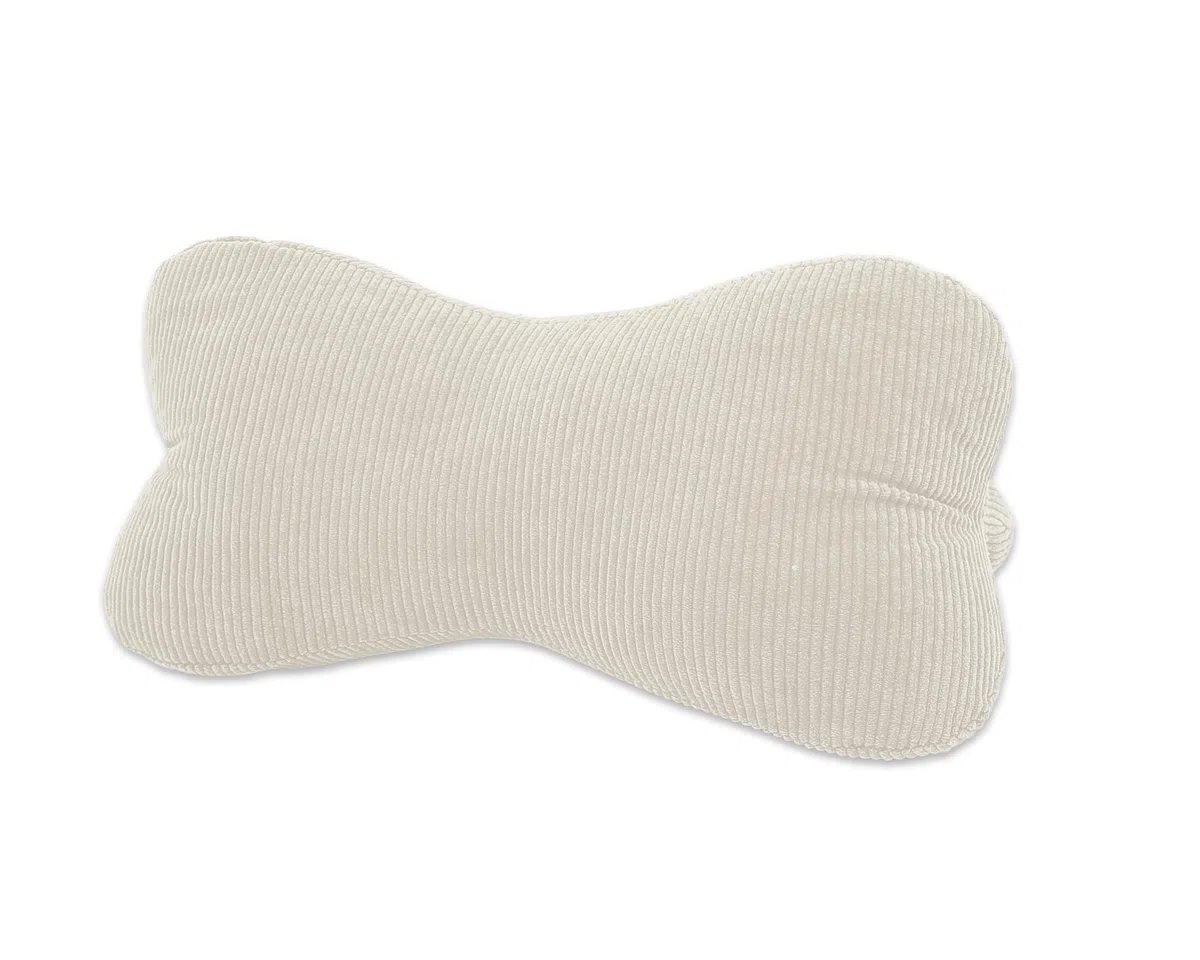 Leseknochen, Lesekissen, Nackenrolle Nackenkissen aus Cord,Stützkissen, Reisekissen mit Struktur,Formkissen,Buchauflage, Flexible Stütze für Bücher, E-Books oder Tablets-18x35cm (Offwhite Cord)