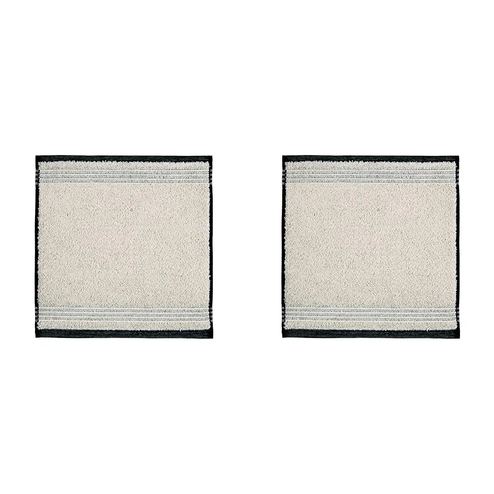 Möve Eden Seiftuch Biesenbordüre 30 x 30 cm aus 80% Baumwolle / 20% Leinen, Nature/Black (Packung mit 2)