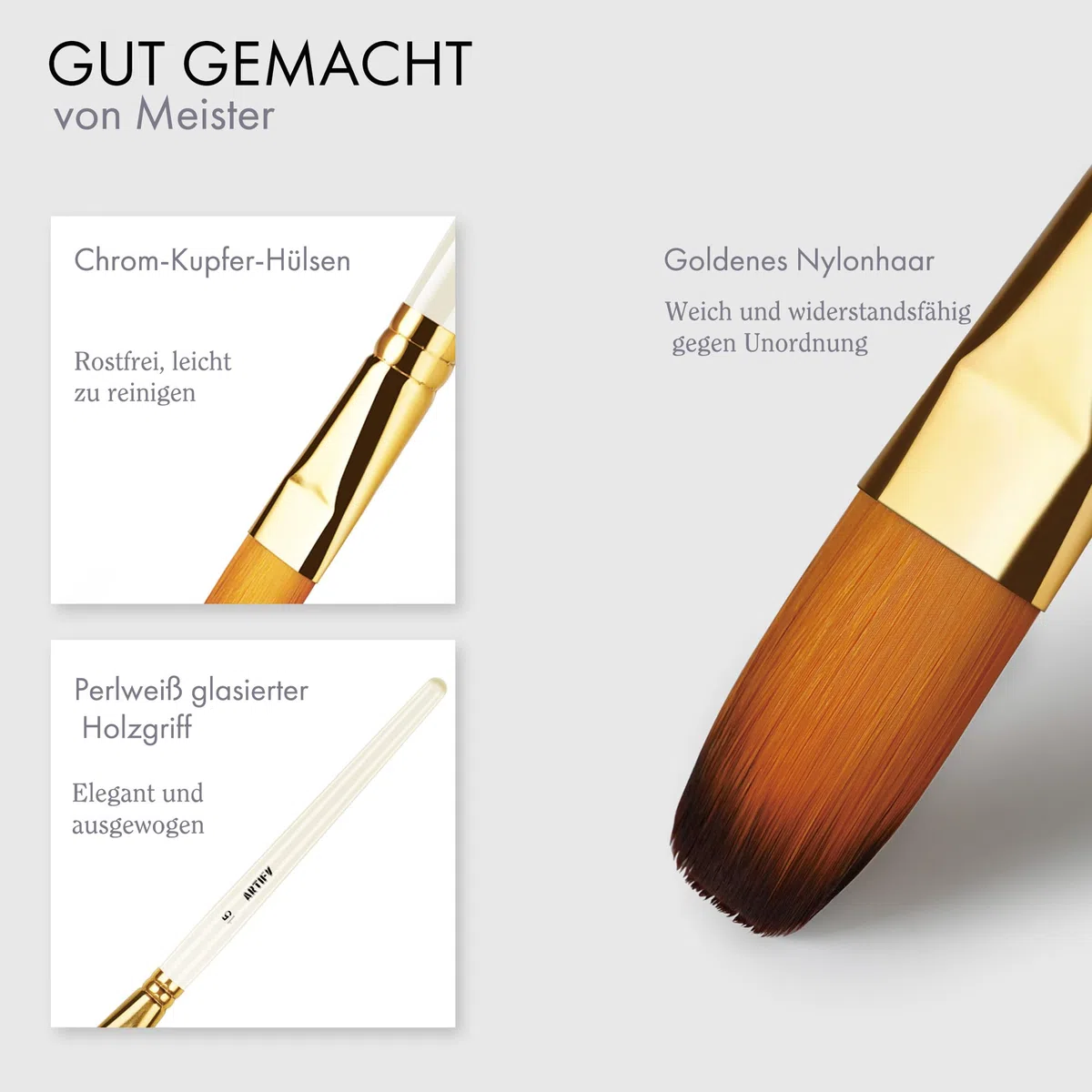 Artify 15-teiliges Pinsel-Set für Acryl-, Öl-, Aquarell-, Gouache-Malerei, inklusive Pop-Up-Tragetasche mit Palettenmesser und 2 Schwämmen