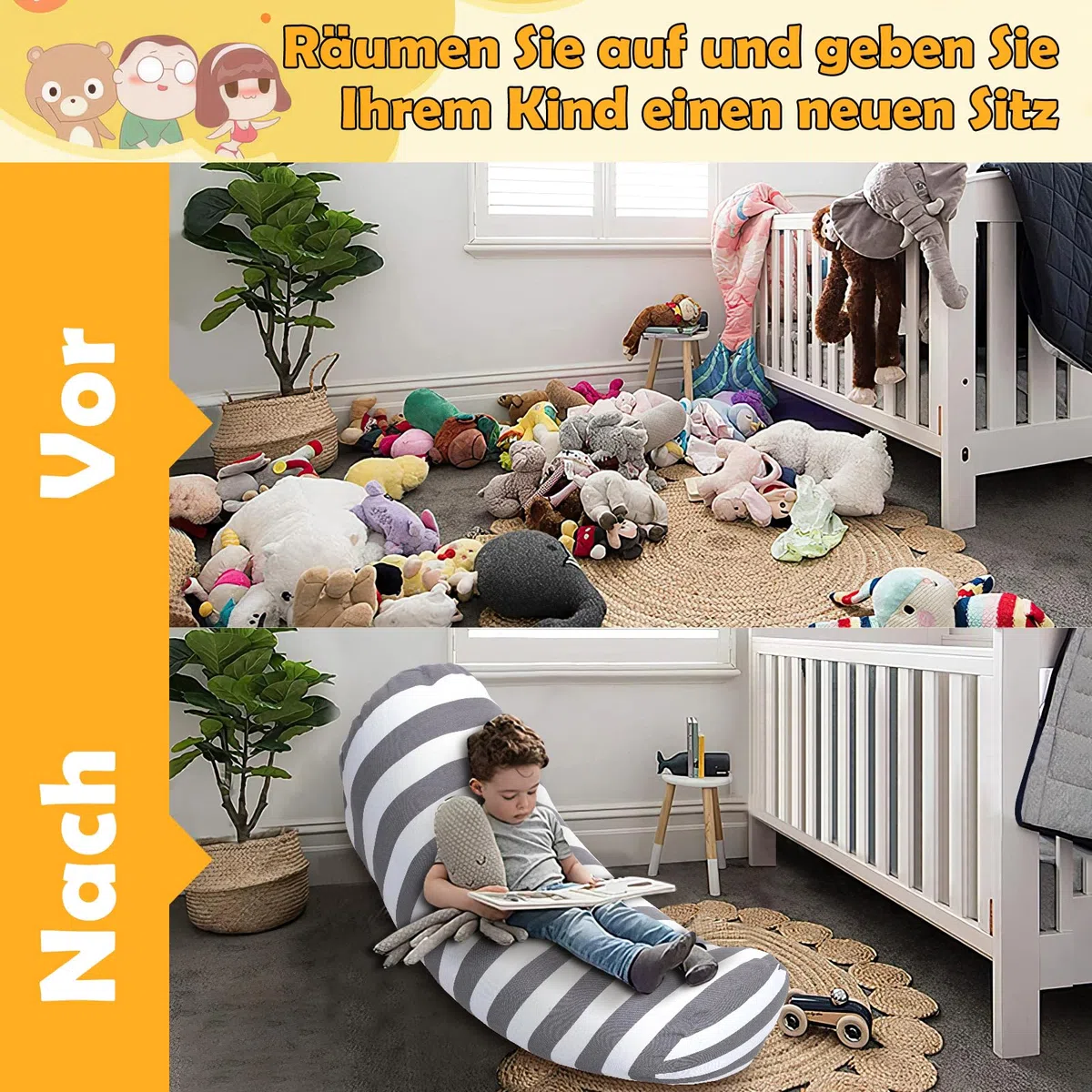 Sitzsack Kuscheltier Stofftieren Aufbewahren für Kinder,200l Sitzsack Bezug mit PlüSchtier FüLlung als StüHle Sofa-Sitz Bodenkissen,fur Kinderzimmer Schlafzimmer