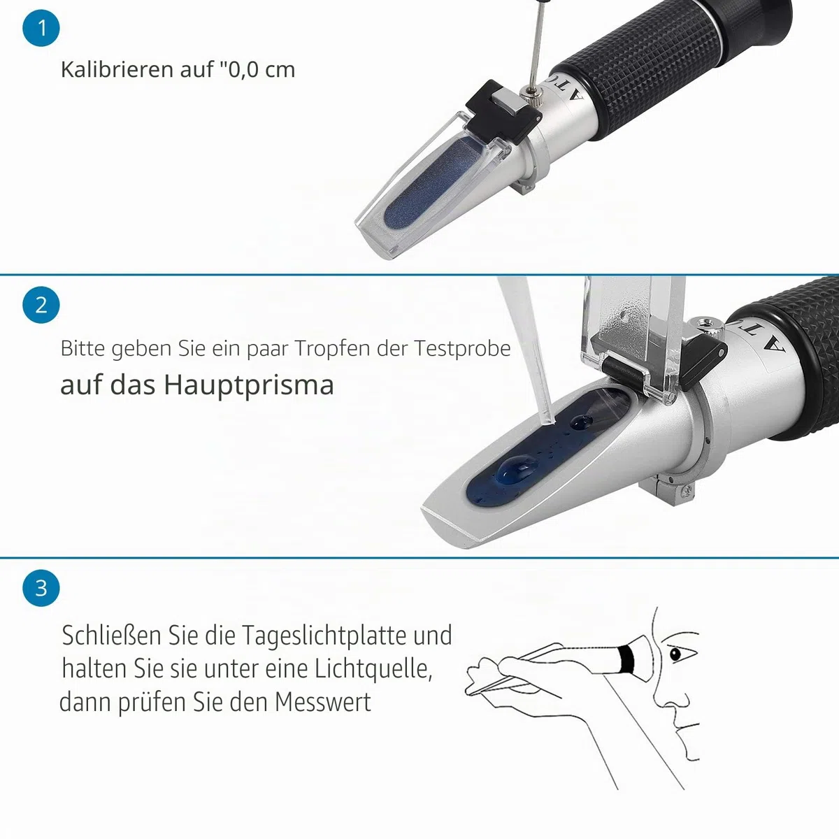 AUTOUTLET Refraktometer Brix Zucker 0-32% zuckergehalt messgerät mit ATC, Plastiktropfen, Reinigungstuch, hochpräzise Anzeige einstellbare Schärfe, Handrefraktometer für Honig Obstssaft Bier Marmelade