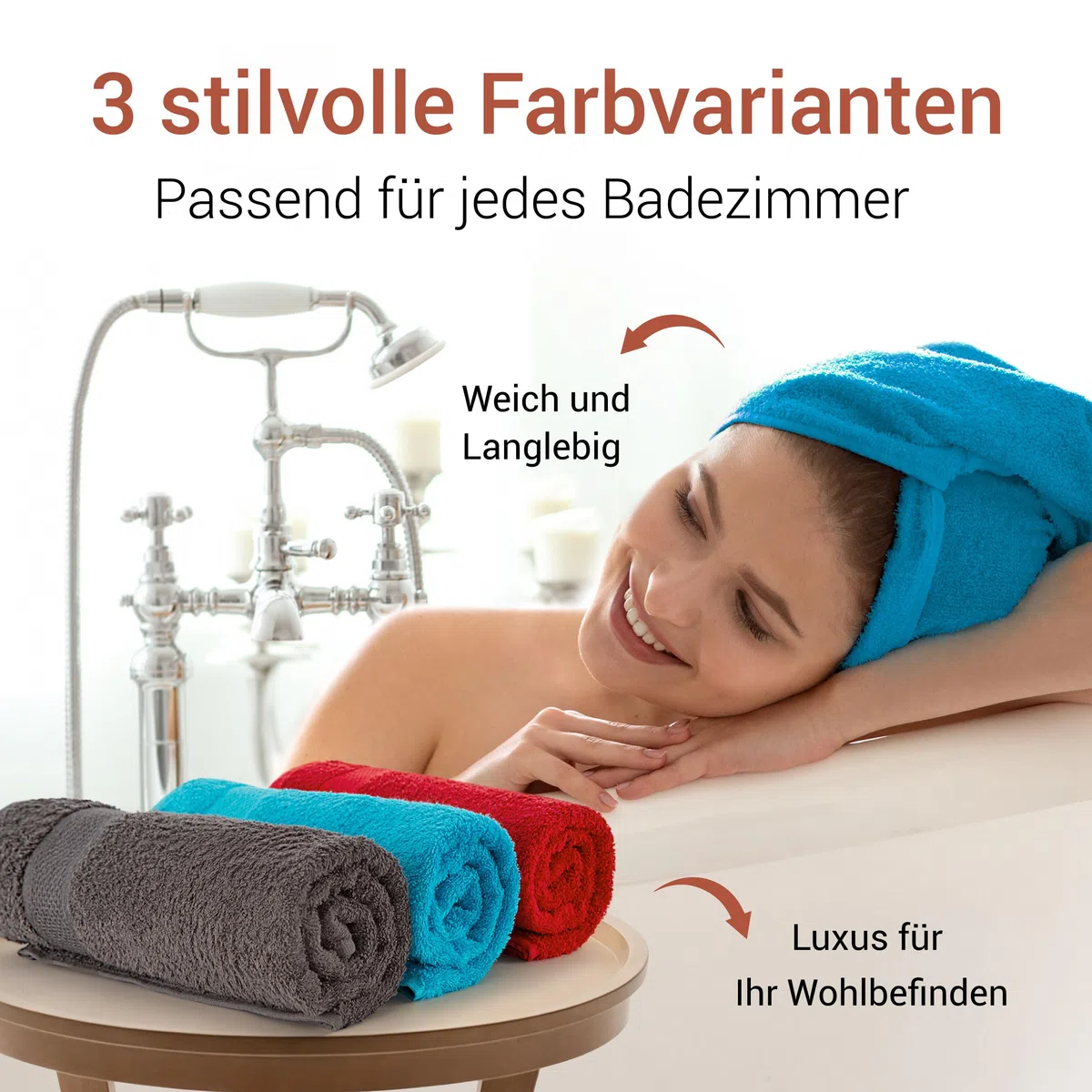 Premium 8-teiliges Handtuch Set mit Aufhängeschlaufe, 100% Baumwolle, Oeko Tex 100, 2 Badetücher-Set 2 Handtücher und 4 Waschlappen – sehr saugfähig und weiche Badezimmertücher (Türkis)