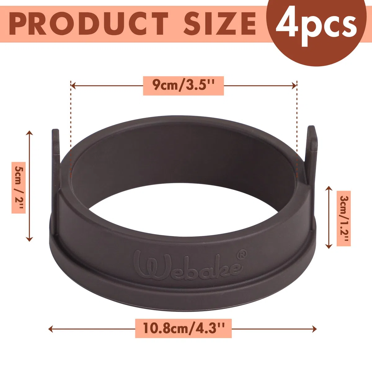 Webake Crumpet Ringe Silikon 4 Stück 9cm Pancake Form für pfanne Spiegeleierformen Eierringe Eier Ring für Crumpet Pancake Eier