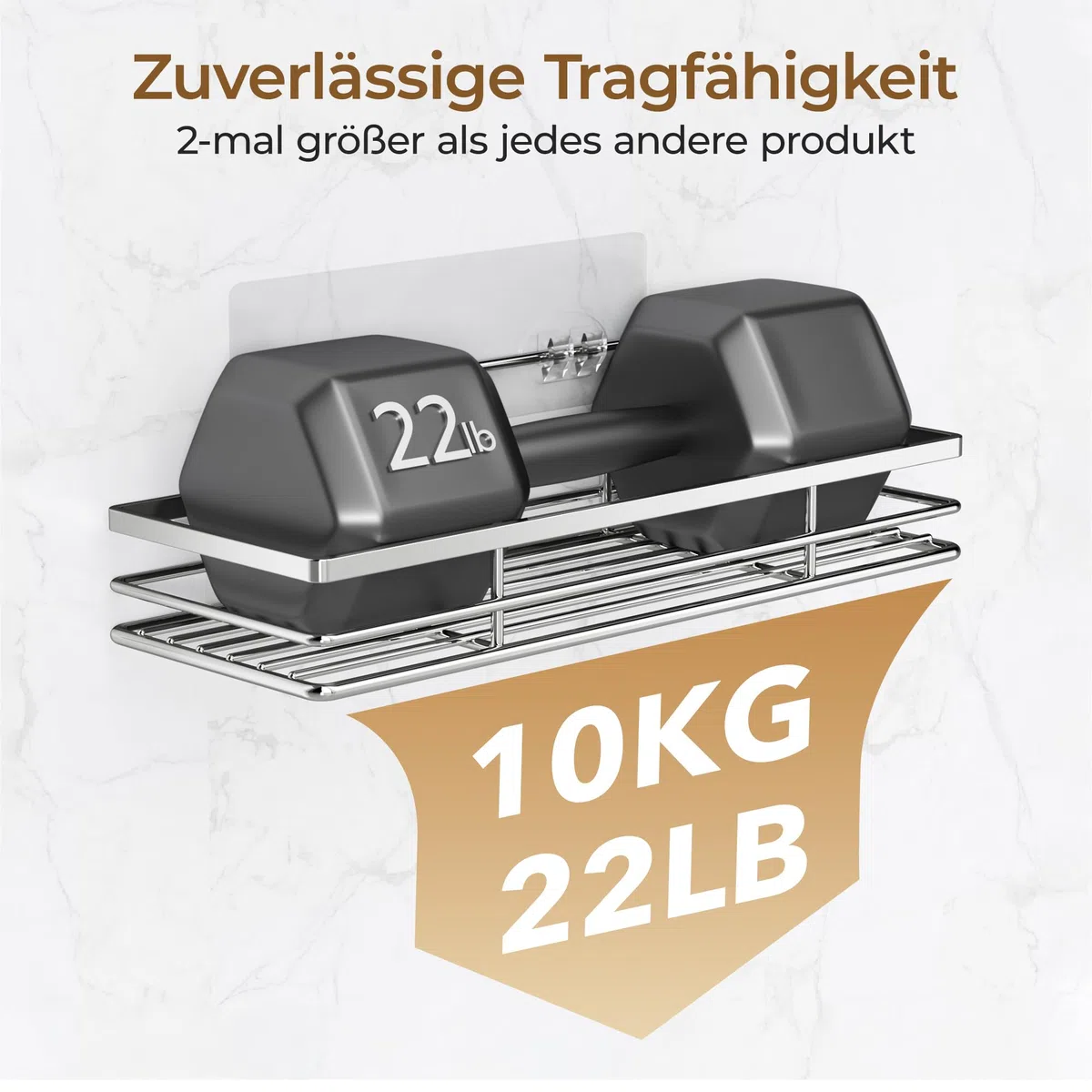 pickpiff Duschablage Ohne Bohren SUS304 Edelstahl 2 Stück Duschregal mit 2 Haken Badregal Bathroom Organizer Shampoo Halterung Für Dusche Selbstklebend