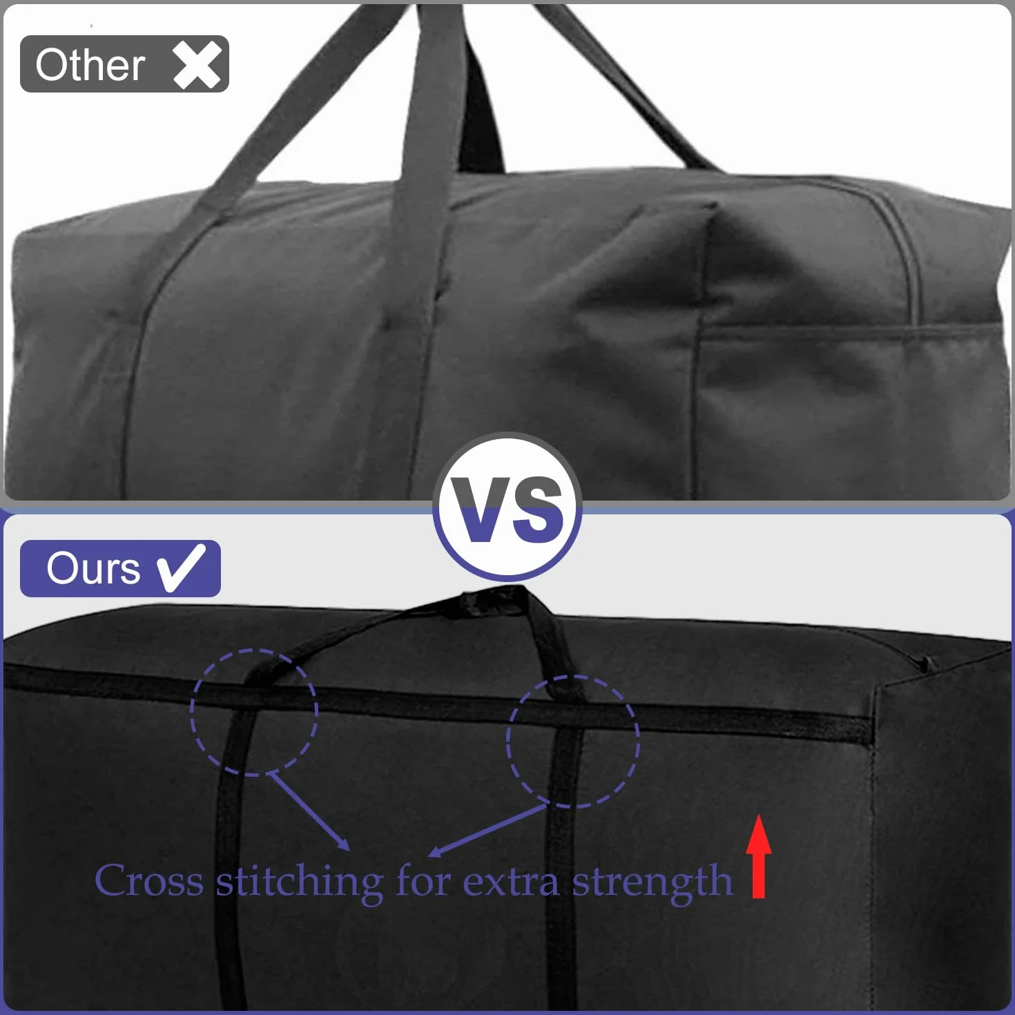 Kongming 2 Stück Aufbewahrungstasche für Bettdecken Wasserdichte Tasche 100L Oxford Schwarz Umzugstaschen mit Reißverschluss Handgriff für Kissen Kleidung Bettwäsche Aufbewahrung Umzug