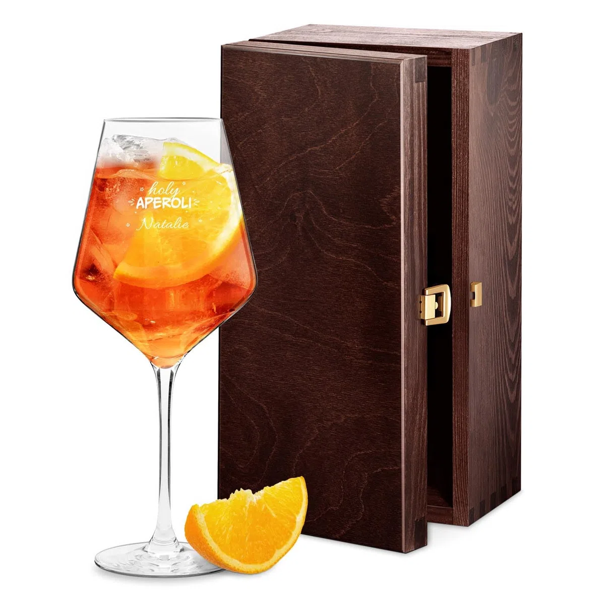 Maverton Aperol Spritz Glas personalisiert mit Namen - Cocktailglas mit Gravur - Aperol Geschenk - Geburtstagsgeschenk für Frauen - personalisierte Geschenke Frauen - 350ml oder 530 ml - Holy Aperoli