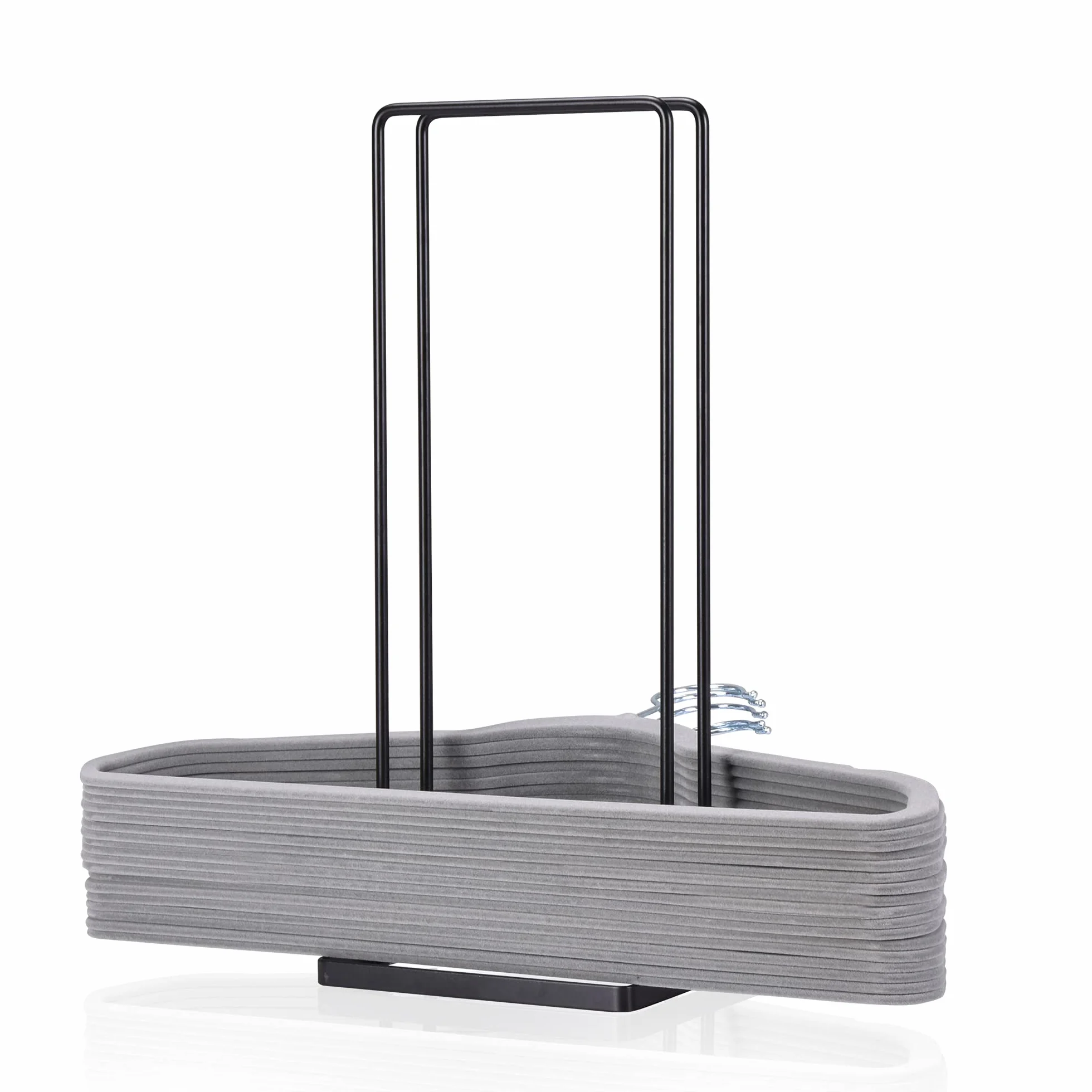 EASTTOWEST Kleiderbügel-Organizer, Metall Kohlenstoffstahl, Hält bis zu 110 Draht-Kleiderbügel, Ideal für Schrank, Kleiderschrank, Wäschezimmer, Schwarz, 15.7 x 6.7 x 5.1 cm, Bodenmontage