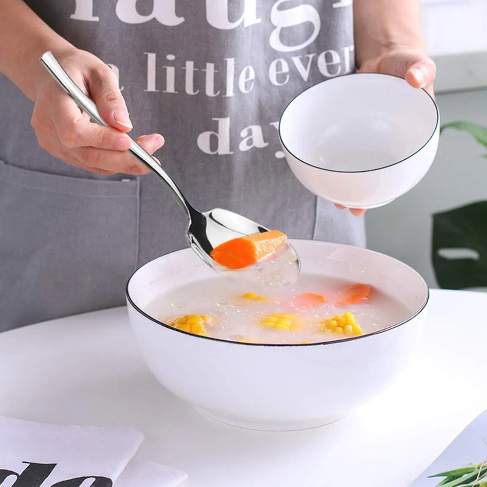 6 Stück Buffet Servierlöffel, Edelstahl Großer Servierlöffel