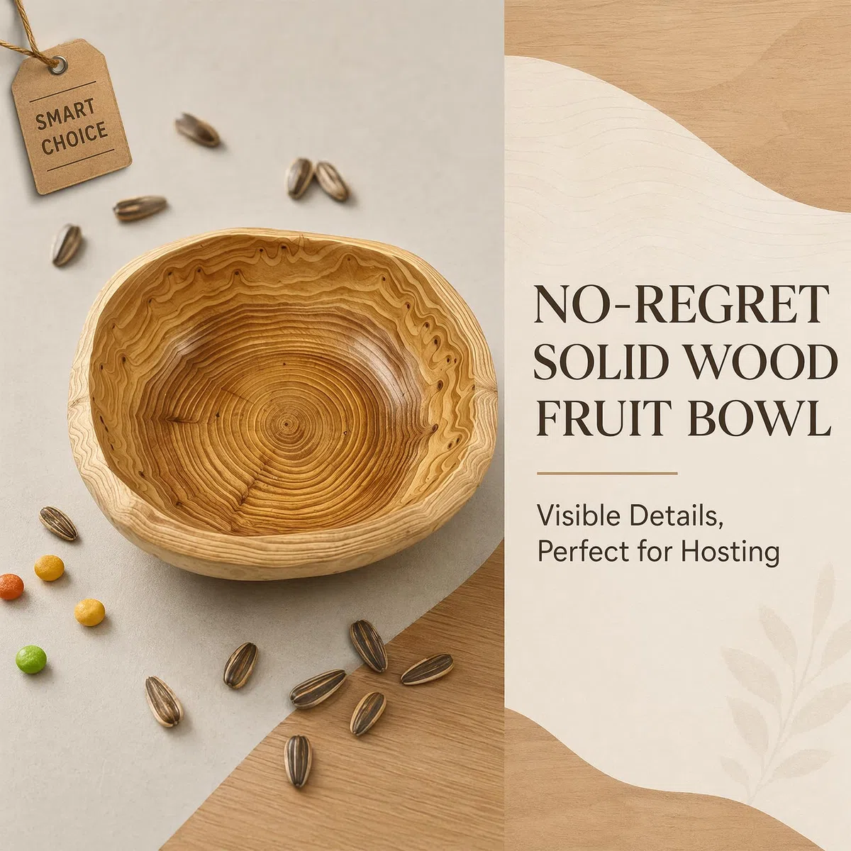 Obstschale aus Natur Holz, Natur Holzschale SalatSchüssel, Handgemachte Dekoschale Unregelmäßige Kreative Obst Servierschüssel Dekoschale für Salate Obst Snack Schlüssel Dekor (15—19cm)