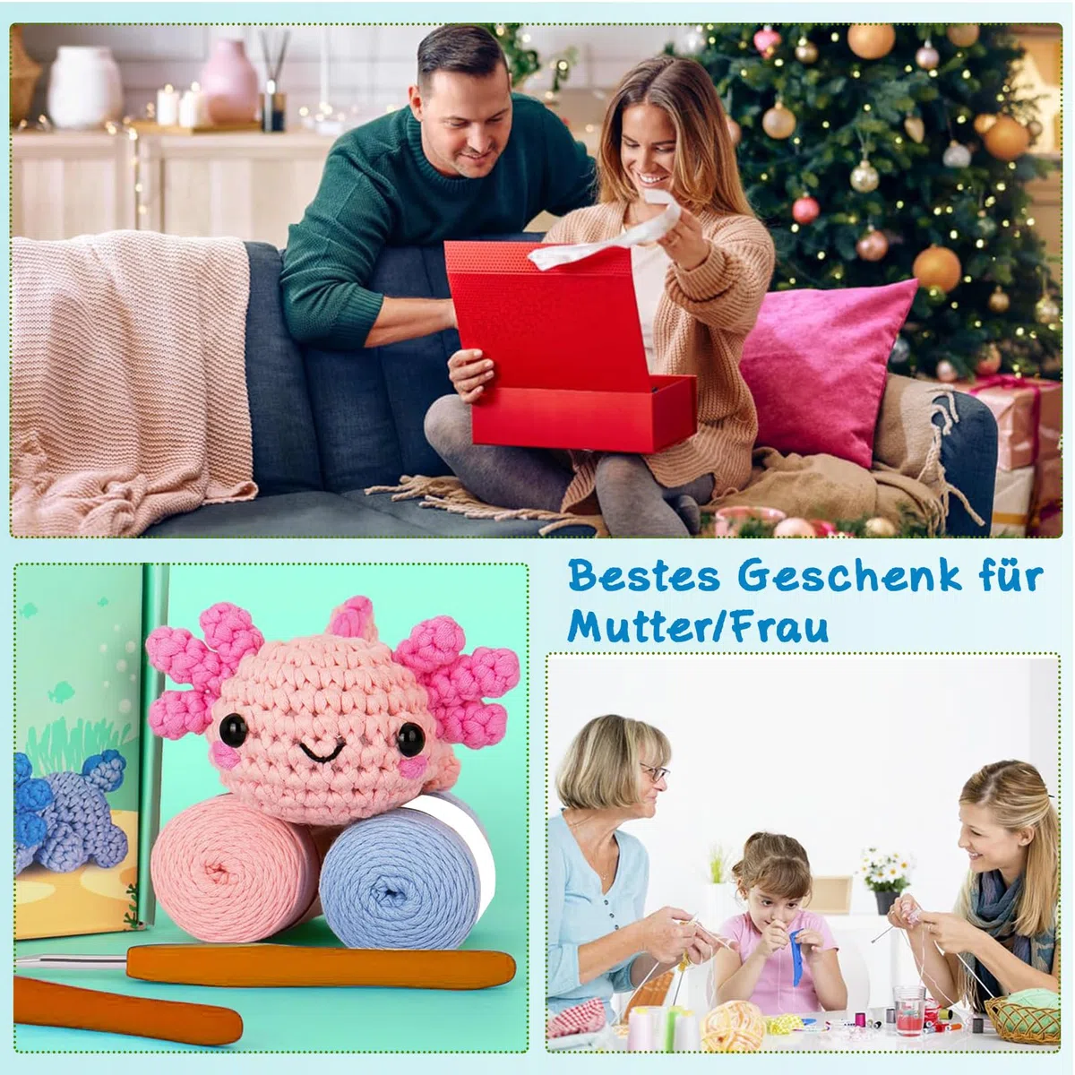 LYKTRIX Häkelset für Anfänger, 2Pack Häkelset Tiere und Strickset für Anfänger mit Videoanleitungen, Geeignet zum Häkeln für Kinder und Erwachsene ab 13 Jahren