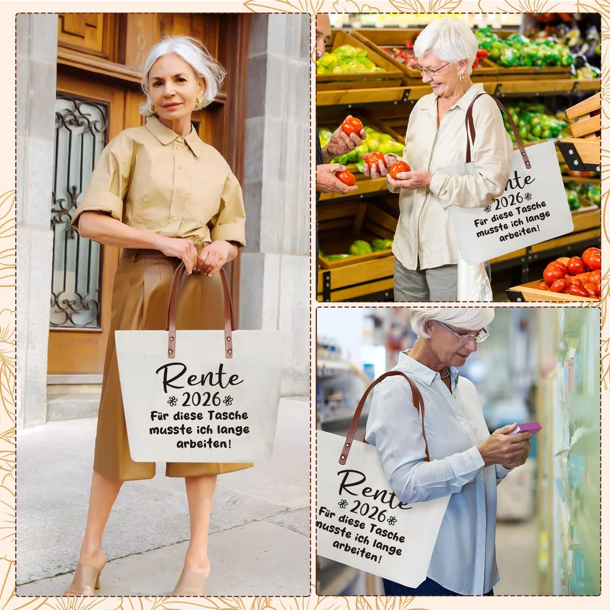 Rentner Tasche für Frau Mann, Geschenke zum Ruhestand, Tote Bag für Renteneintritt, Einkaufstasche als Ruhestandsgeschenk, Abschiedsgeschenk Rentner Tasche, Geschenke für Kollegin zum Ruhestand