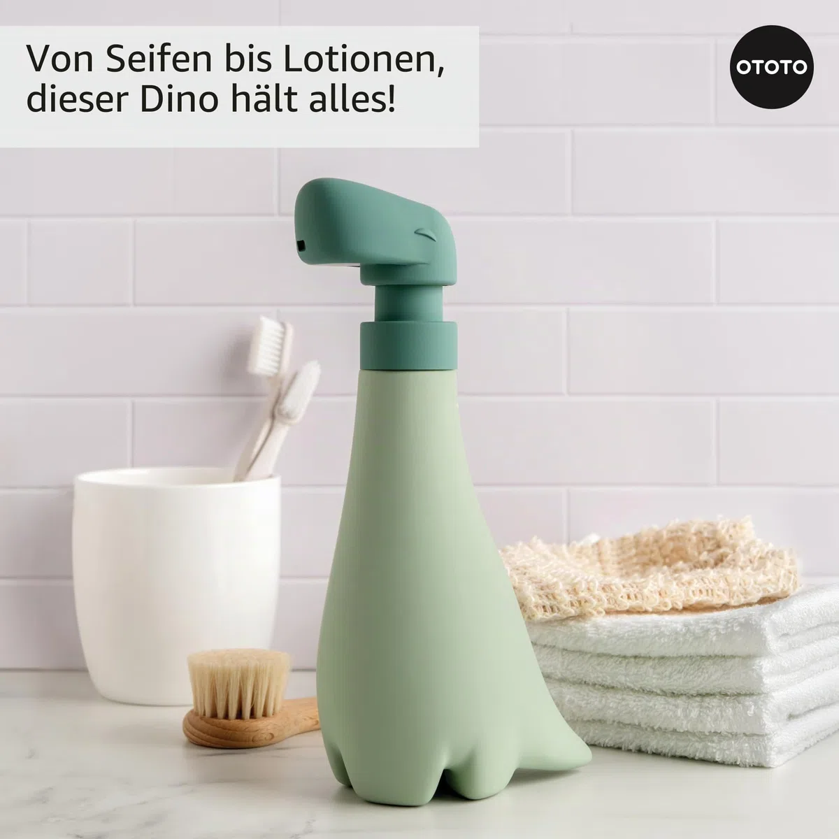 OTOTO Neuer Soapasaurous Dino Handseifenspender - Niedliches Badezimmerzubehör, Flüssigspülmittelspender, Dinosaurier, Niedliches Küchenzubehör, Geschenke für Kinder