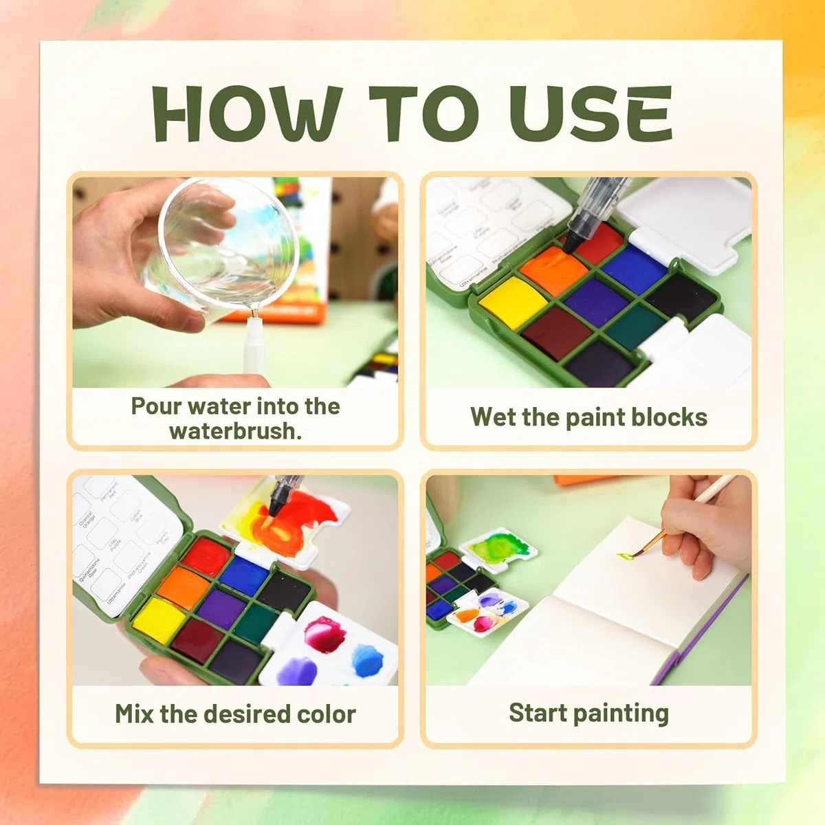 YPLUS Aquarellfarben Set – Premium Wasserfarbkasten, Perfektes Aquarell Set für Anfänger und Profis, Kompakter Malkasten, Wassermalfarben im Taschenformat