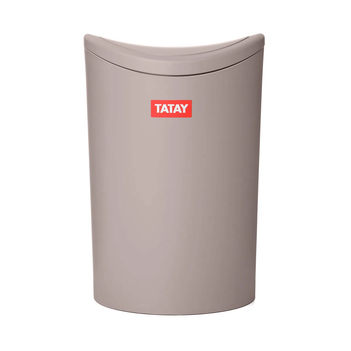 TATAY Badezimmer Mülleimer mit Schwingdeckel 6L | Kompaktes und Modernes Design | Robustes Kunststoffmaterial und Leicht zu Reinigen | 19 x 19 x 28 cm – Taupe