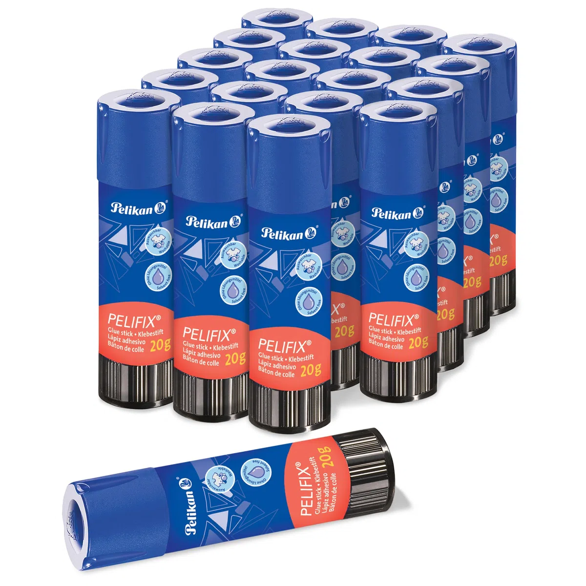 Pelifix Klebestift 20g, 20 Stück – kinderfreundlicher für Schule & Basteln