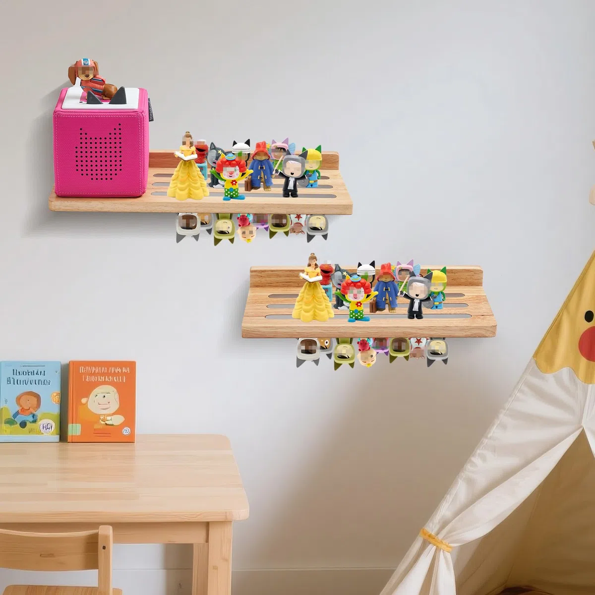 Gieanoo für Tonie Regal,Tonies Regal Mädchen für kreative Toines Display 30-36 Figuren Natürliche Eiche Tonie aufbewahrung für Kinderzimmer，Babyzimmer