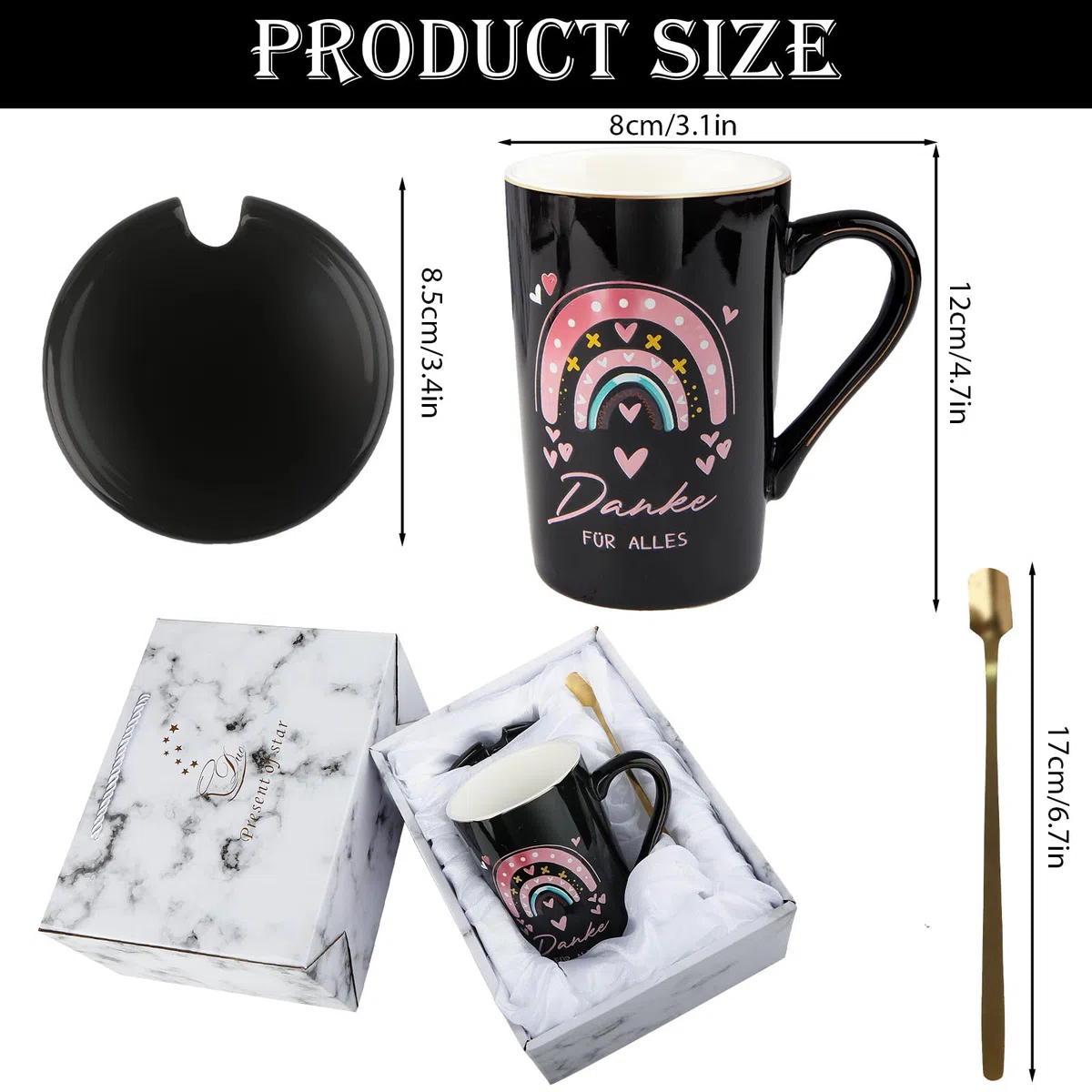 Dankeschön Geschenke für Erzieherin Lehrer Frauen Abschiedsgeschenk Kaffee Tasse, 400ml Danke für Alles Lehrer Geschenk Abschiedsgeschenk Abschied Kollegen Erzieherin Geschenk Idee zum Abschied