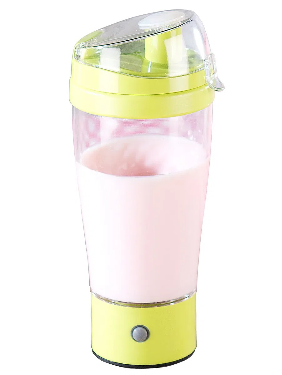Rosenstein & Söhne Shaker: Selbstrührender Trinkbecher mit elektrischem Quirl, 450 ml, BPA-frei (Selbstrührender Shaker, Becher, Milchaufschäumer)