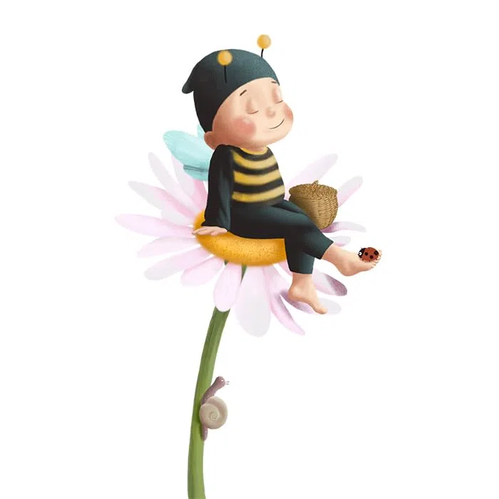 Fensterbild Bummelhummel - frühlingshafte Fensterdeko für das Kinderzimmer - statisch und wiederverwendbar - handgezeichnet von Kristin Franke