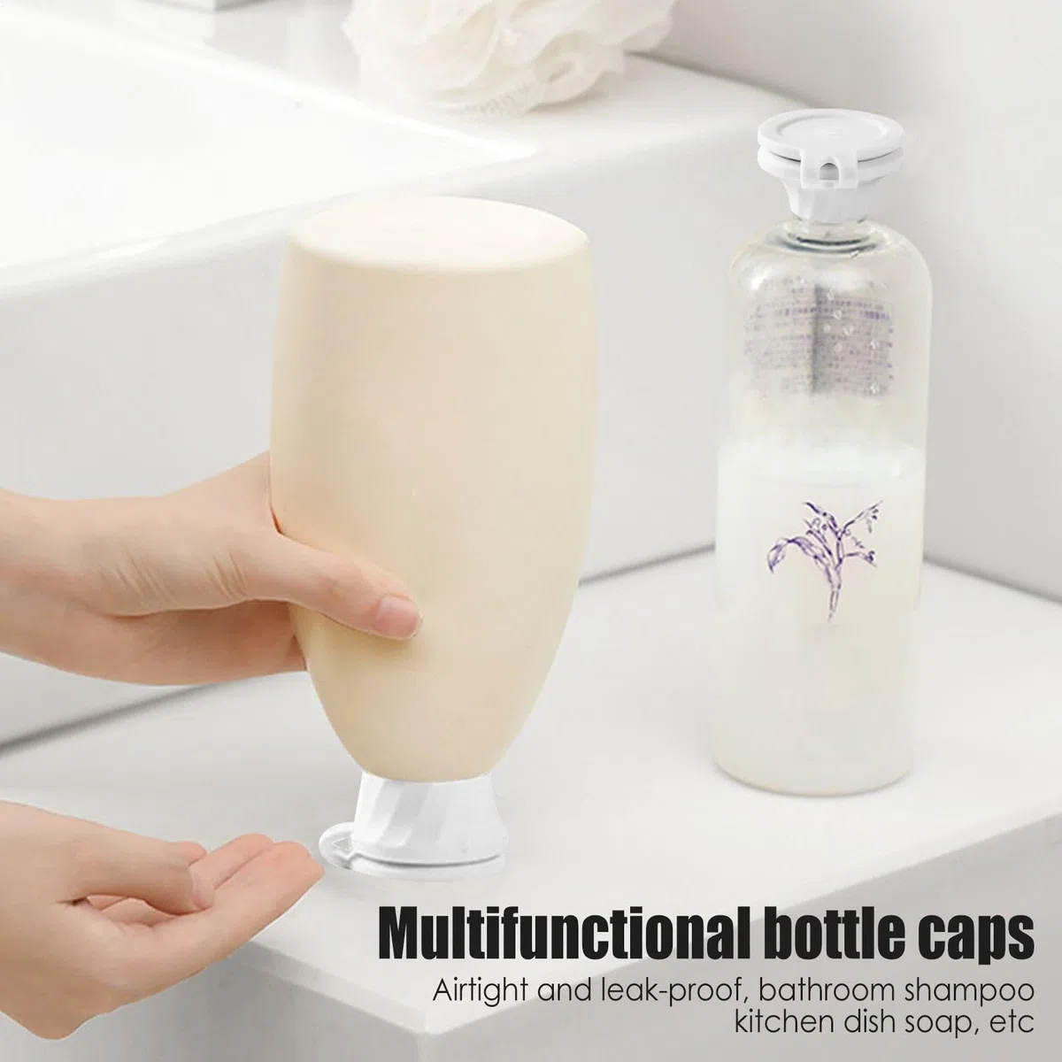 Umgekehrte Lotion-Flaschenverschlüsse, 6er-Pack Flaschenentleerungsset mit 3 Größen, auslaufsichere Kappen für Shampoos, Conditioner, Lotionen und Küchenflüssigkeiten, wiederverwendbares Reisezubehör