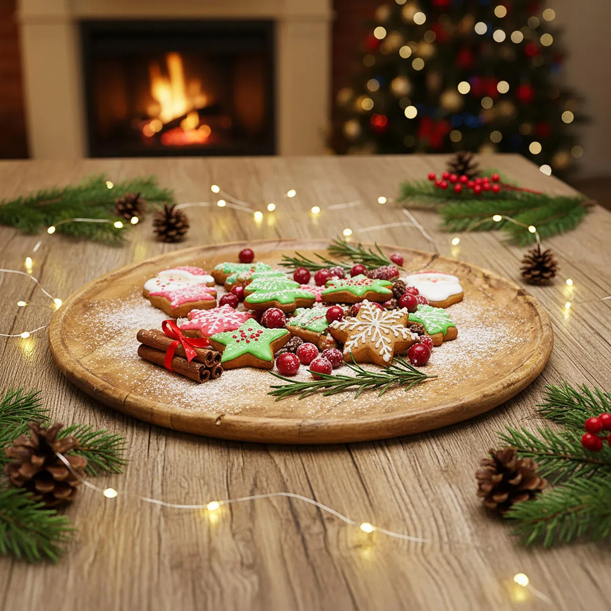 Mangoholz Servierplatte Natur lebensmittelecht - 37cm - Massivholz Dekotablett rund groß - Serviertablett Kerzentablett Tisch Deko Holz Tablett Weihnachten Advent Hochzeit Geschenke Dekoration