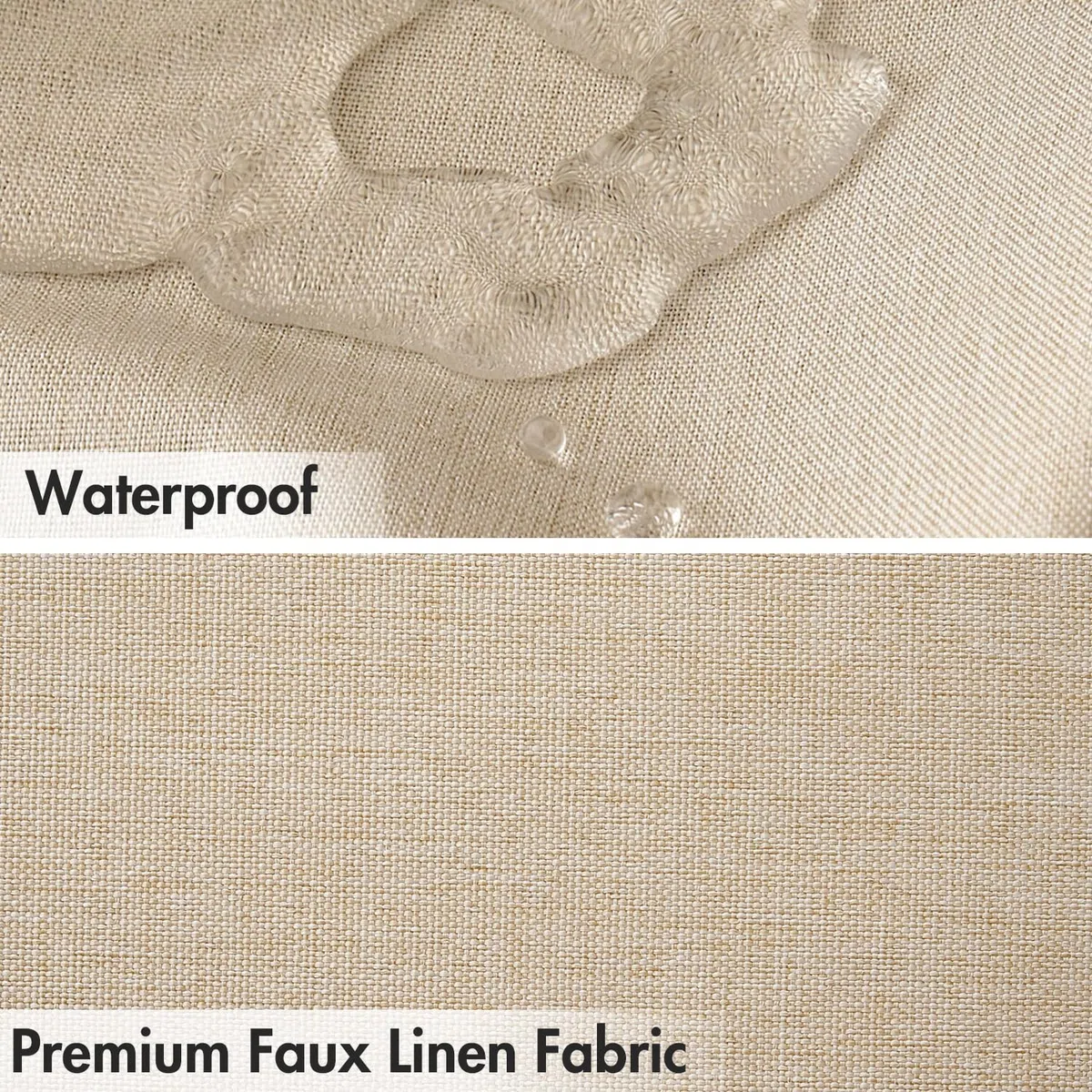 MIULEE Leinen Texturiert Duschvorhang 120x200 cm Hellbeige, Schwerer Hotel Luxus Polyester Wasserdicht Duschvorhänge, Antischimmel Waschbar Stoff Badvorhang für Badezimmer mit 8 Ringe