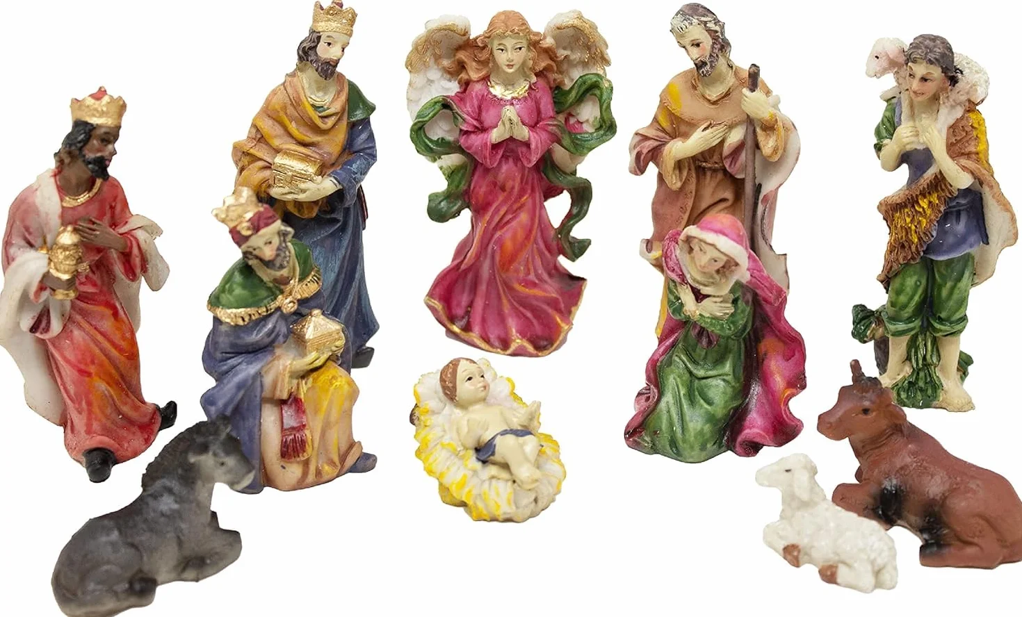 ToCi Krippenfiguren Set Weihnachten – 11-teiliges Krippenensemble bis 10 cm - im klassischen Design für Krippen Weihnachtsdeko