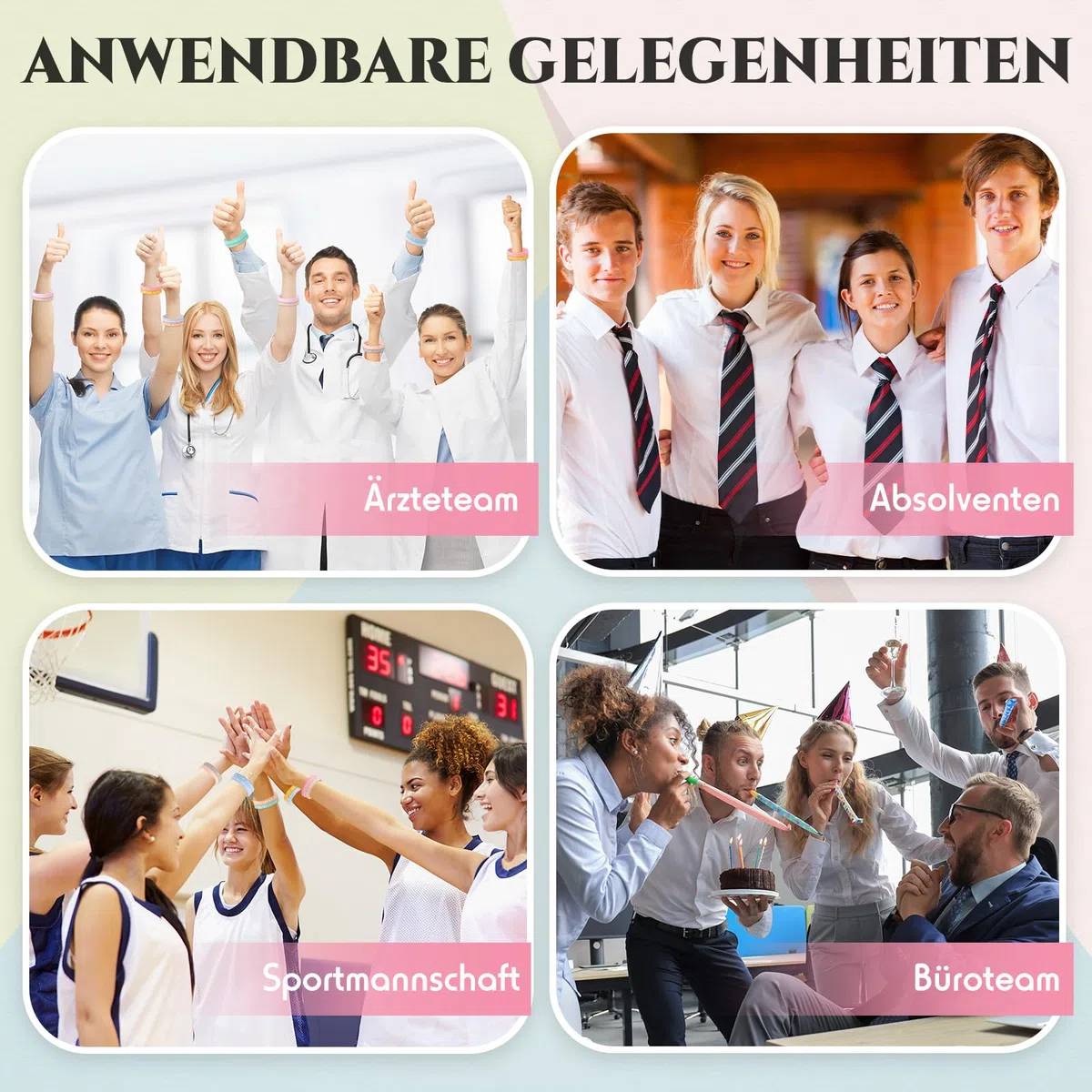 Jadive 24er Set Motivationsarmbänder aus Silikon mit 24 Affirmationskarten und Organzabeuteln – Set zur Mitarbeiterwertschätzung und Teambuilding für Kollegen oder Jugendliche
