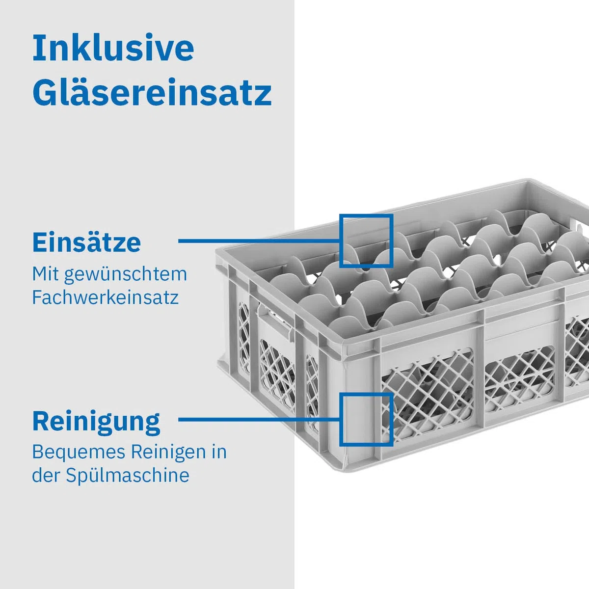 DIE BOX FABRIK Gläserkiste 600x400x200mm mit versch. Einsätzen (24 Gläser 6x4)