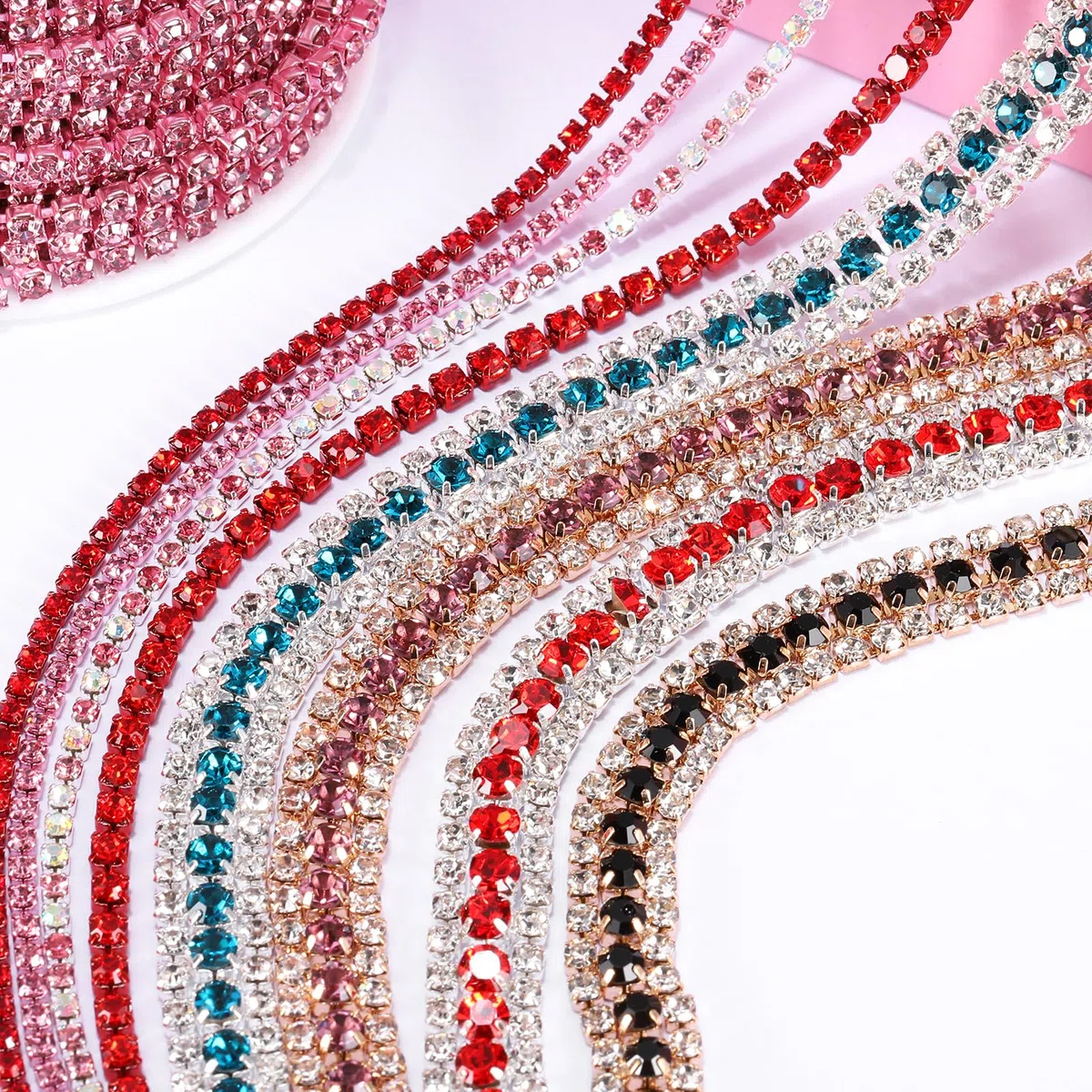 QUARKZMAN 10 Yard Kristall Strass Kette 3.0mm Aufnähen Schließen Klaue Kette Trimmen für Basteln Schmuck Kleidung Taschen Schuh Deko Schwarz 1Rolle