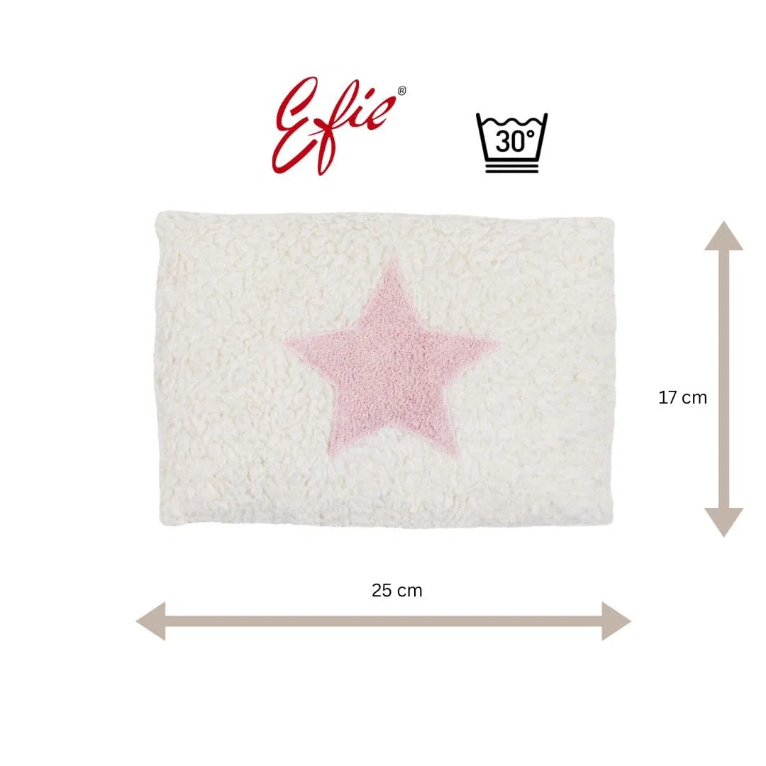 EFIE Bio Kuschelkissen Stern rosa – Zierkissen aus Bio-Baumwolle (kbA), für Baby & Kinderzimmer, 100 % Made in Germany
