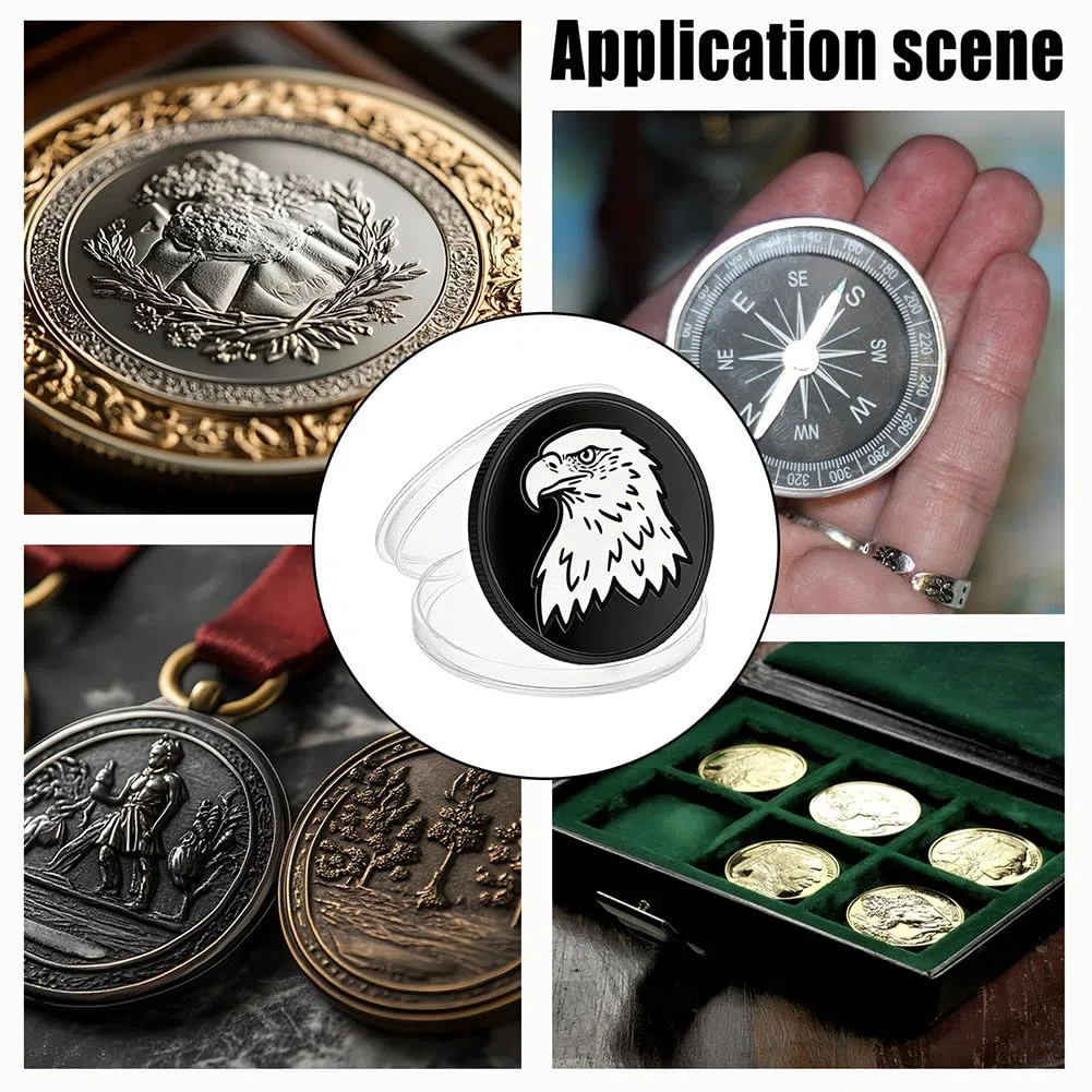 nbeads 10 Stück Leere Challenge Coins, 40mm Aluminium Gravurrohlinge Mit Münzaufbewahrungsbox Aus Kunststoff Für Lasergravur Handstempelung DIY Bastelarbeiten Geburtstags Reise Und Erinnerungsstücke