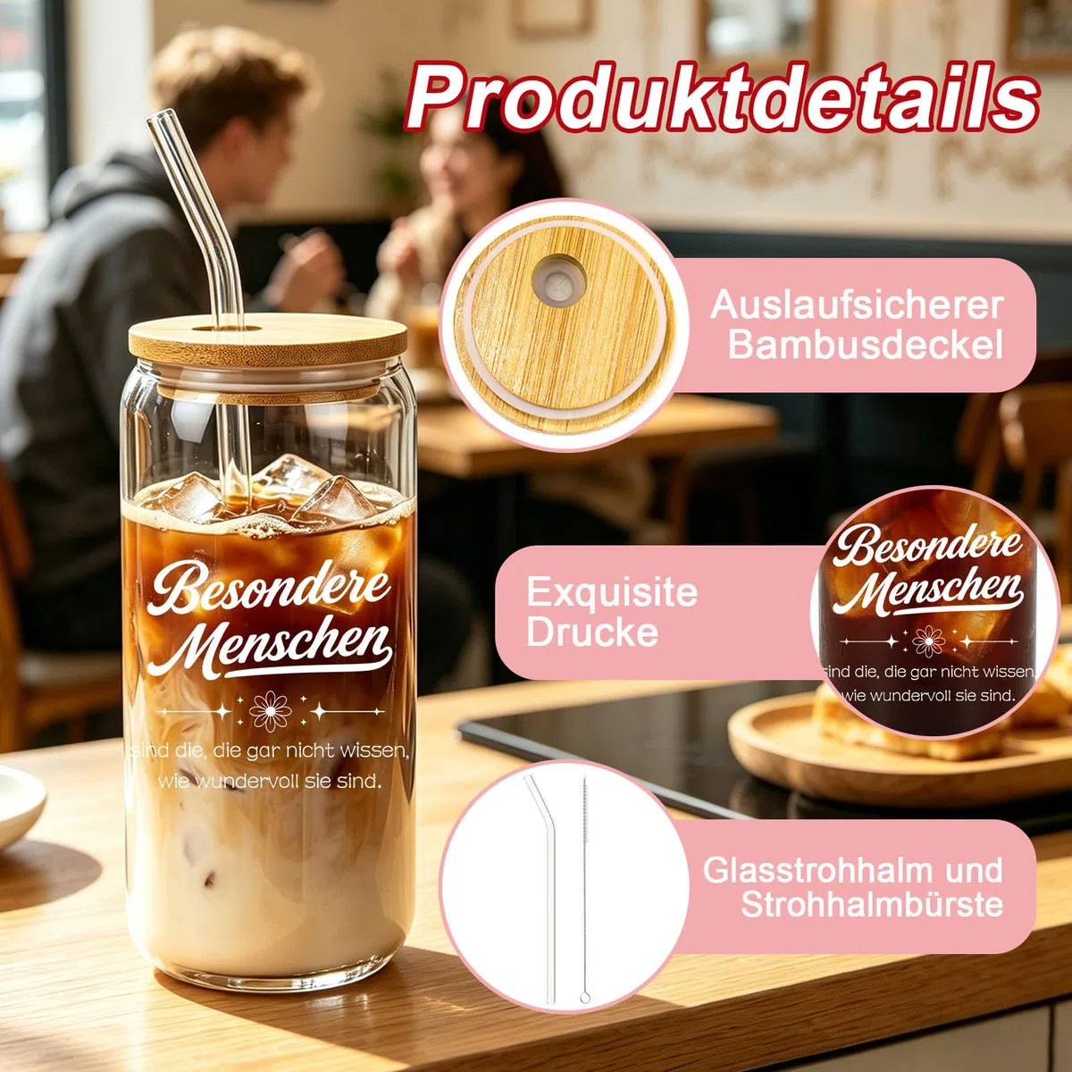 Geschenke für Freundin, Beste Freundin Geschenke, Geburtstagsgeschenk für Frauen,Personalisierte Glas und gestrickte Liebespuppen, Positive Geschenk für Mama, Schwestern und Kollegen