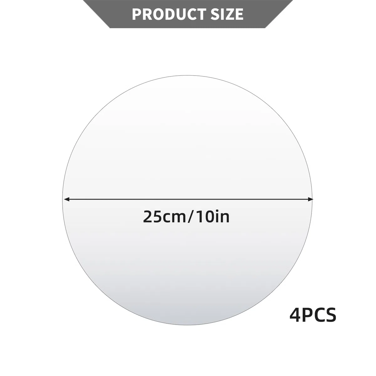 4 runde Spiegelplatten für Tischdekorationen, Spiegeltabletts, Flache runde Spiegel für Tische, runde Spiegel-Kerzenteller für Tischdekorationen bei Hochzeiten und Partys (25cm)