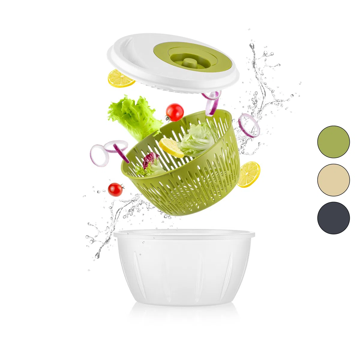 Hausleben Salatschleuder 4,5L BPA-frei – Salatspinner mit Deckel, Abtropfsieb & Schüssel – 3-in-1 Salatschüssel Set zum Waschen und Trocknen von Salat, Gemüse & Kräutern (Blau)