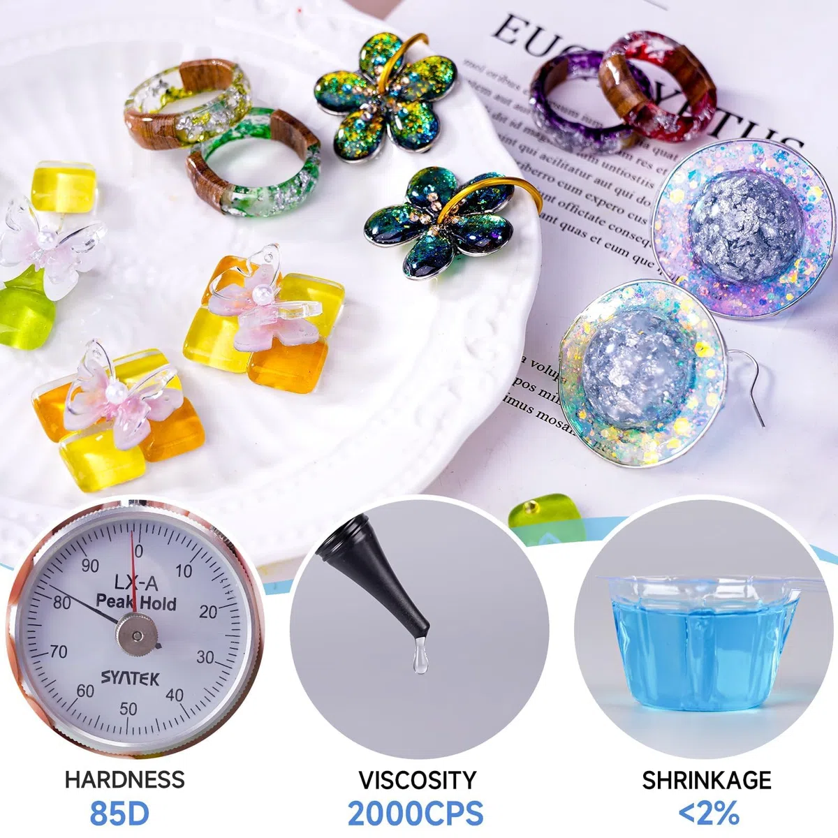 LET'S RESIN UV Resin 300g, Kristallklares UV Harz Set für Schmuck, Kunsthandwerk