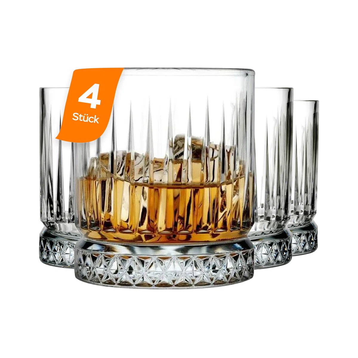 NORDIC SCHILLER Premium Whiskygläser, 210 ml 4er Set, 100% Bleifrei, Tumbler Glas aus Glas, für Scotch Bourbon Irish Whiskey
