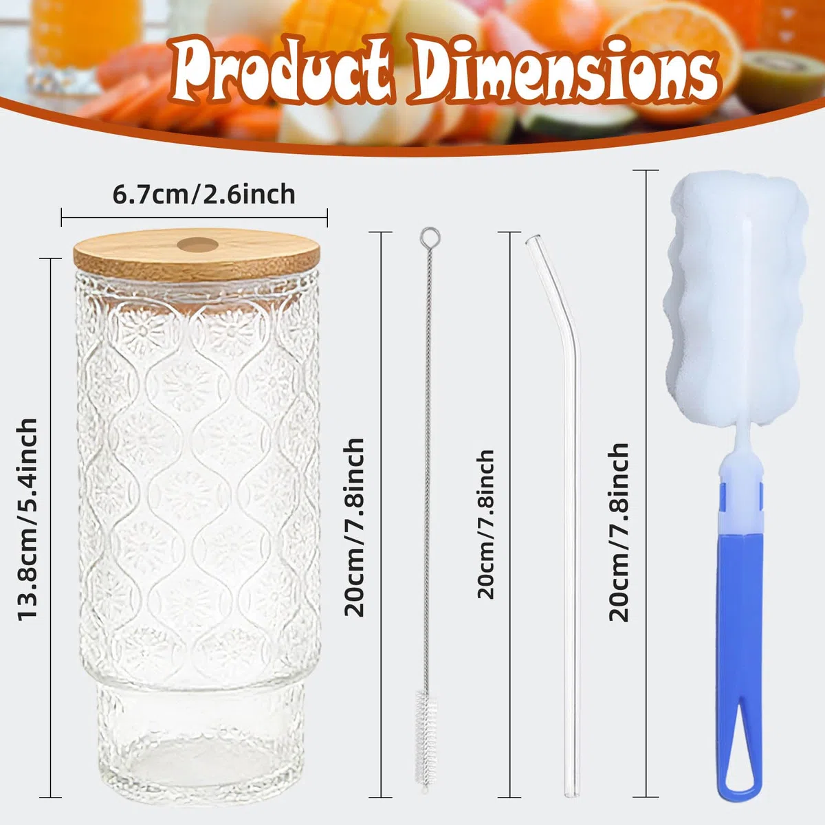 4 Stück Trinkgläser Set mit Glas Strohhalm 320 ml,Trinkglas mit Deckel, Eiskaffee Gläser, Longdrinkgläser Set, Kaffeegläser, Wassergläser, Biergläser für Cocktail, Wasser, Soda, Cocktails