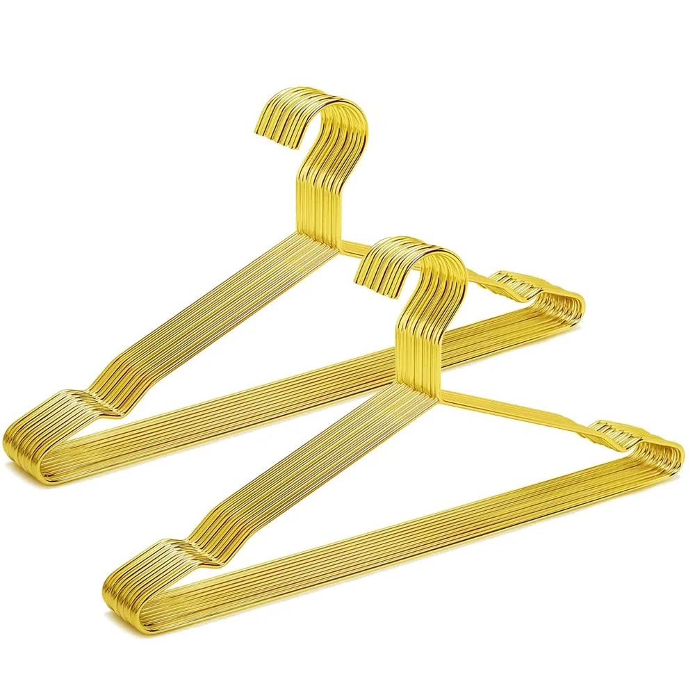 Amber Home 20 Stück 43cm Gold Eisen Kleiderbügel, Metall Kleiderbügel aus mit Rutschfester Nut für Anzug T-Shirt Hemd Jacke Kleid Hose, Robust und Haltbar