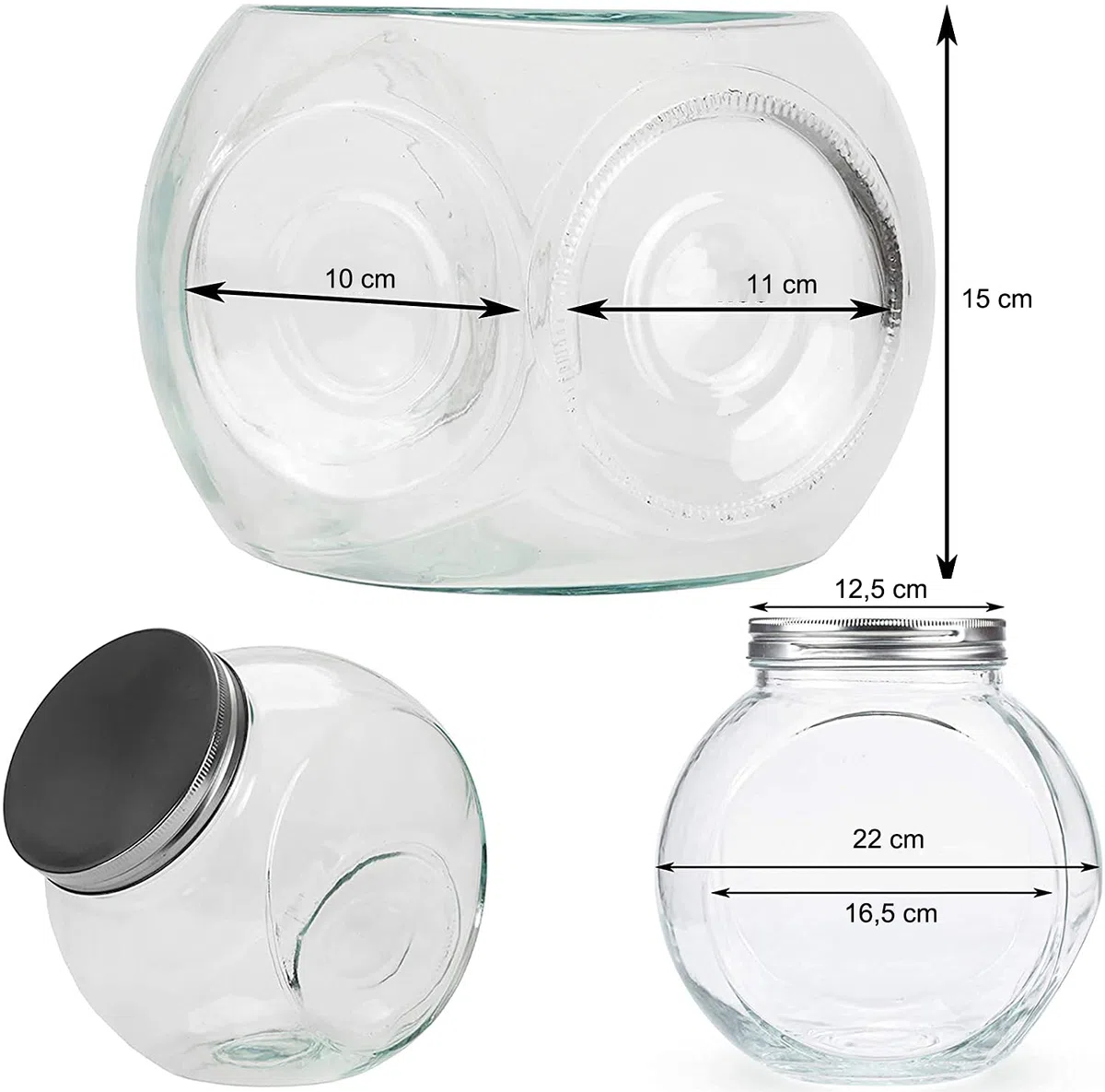 WUWEOT 4 Liter Bonbonglas mit Schraubdeckel Groß Bonboniere Vorratsglas Vorratsdose Keksdose Keksglas Rund mit Deckel Dekoglas Platzsparende und Übersichtliche Lagerung Transparent