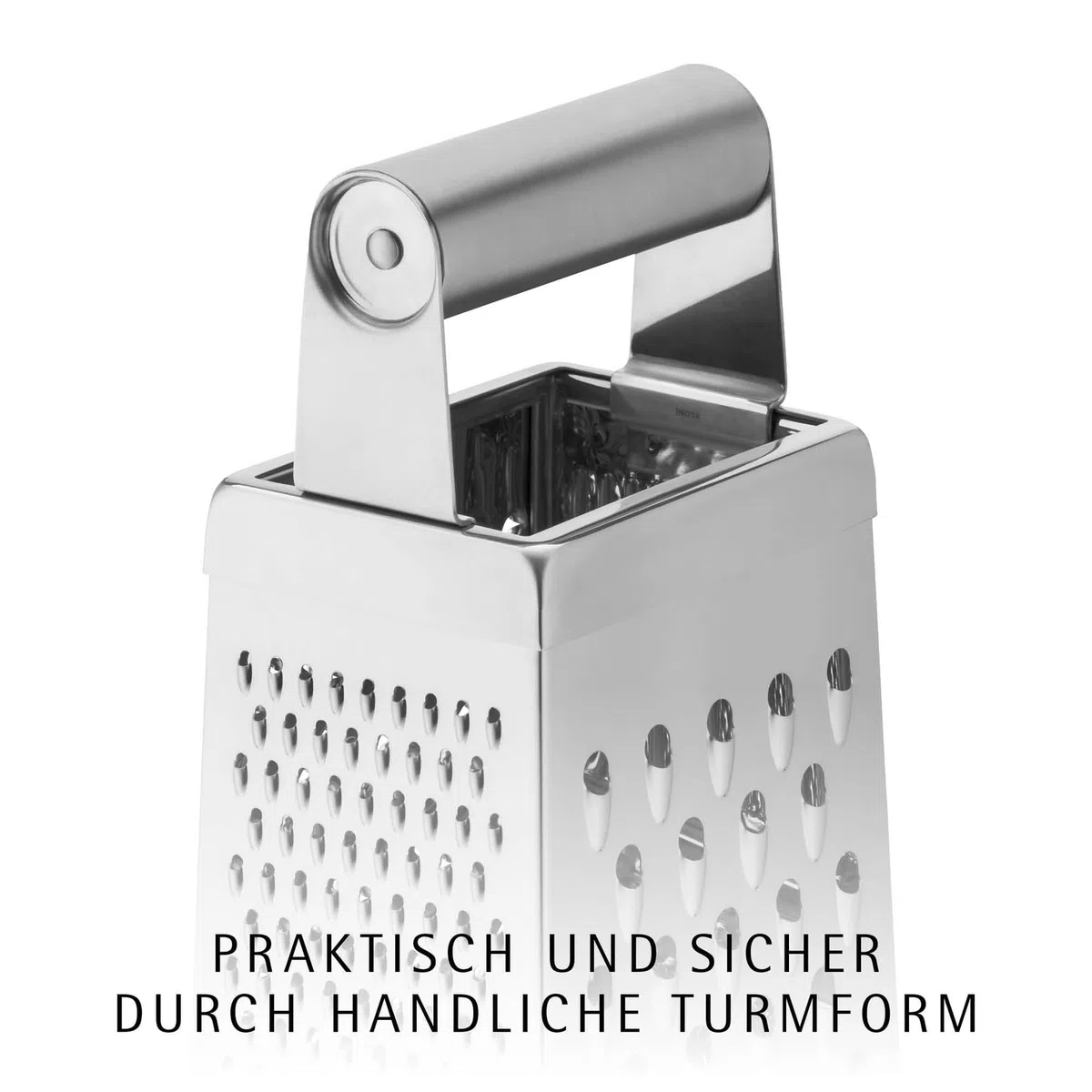 WMF Gourmet Vierkantreibe, 8 x 24 cm, Reibe Edelstahl, 4 Reibeflächen, ideal als Kartoffelreibe, Gemüsehobel, Cromargan, spülmaschinengeeignet