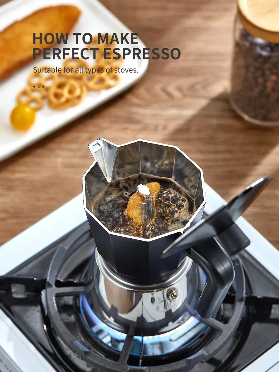 Yabano Espressokocher, Espressomaschine für die Herdplatte, 6-Tassen Moka-Kaffeekocher Italienischer Espresso für Gas- oder Elektro-Keramikherde, Italienischer Kaffeekocher für Cappuccino oder Latte