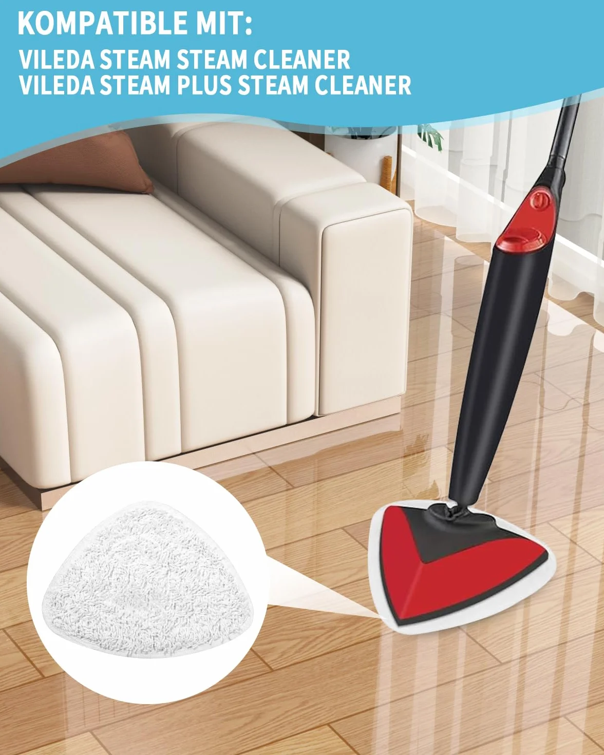 10 Stück für Vileda Dampfreiniger Ersatzbezug, Kompatibel mit Vileda Steam Dampfreiniger, Vileda Steam Plus Dampfreiniger, Mikrofasern Maschinenwaschbar Ersatzbezug für Vileda Steam