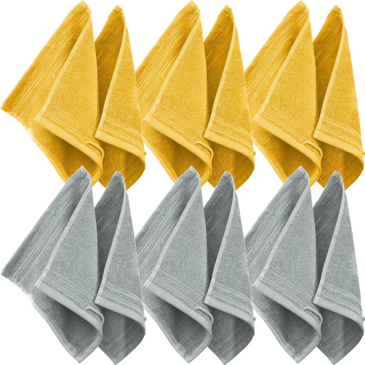 Erwin Müller Seiftuch Heidelberg 12er-Pack Walk-Frottier gelb-hellgrau Größe 30x30 cm