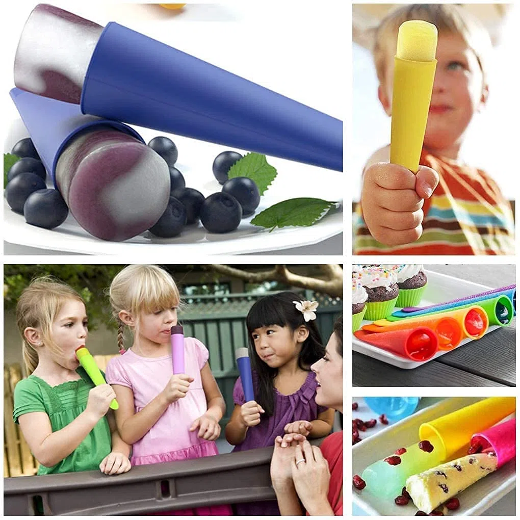 iNeibo Eisformen Silikon bpa frei 10 Stück Eisformen eis am stiel Wassereis formen tüten Eisform en Wassereis mit Deckel Silikonform Eistüten wiederverwendbar popsicle Eisform für Wassereis